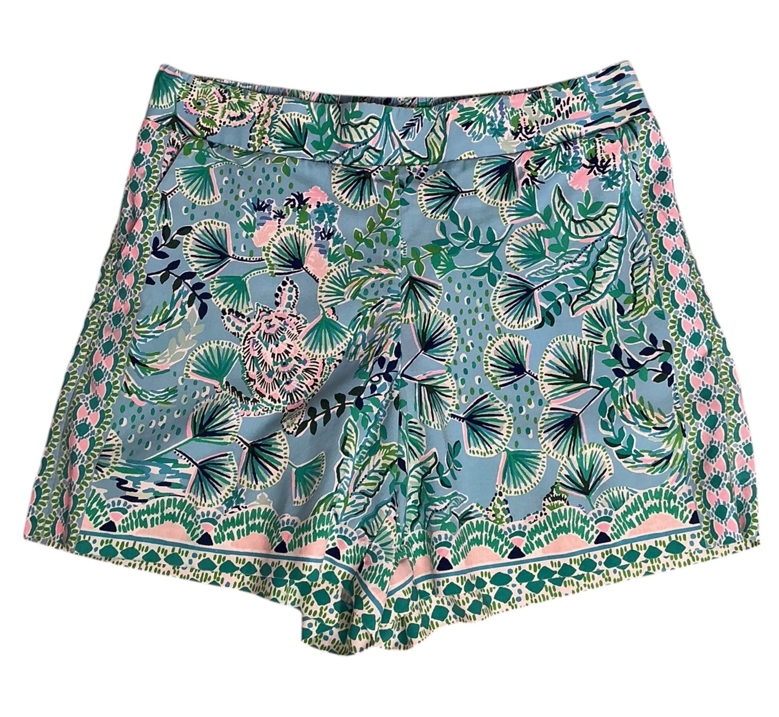 Lilly Pulitzer 5” Neilah Short Frenchie Blue Mosaic Shells Engineered - Size M