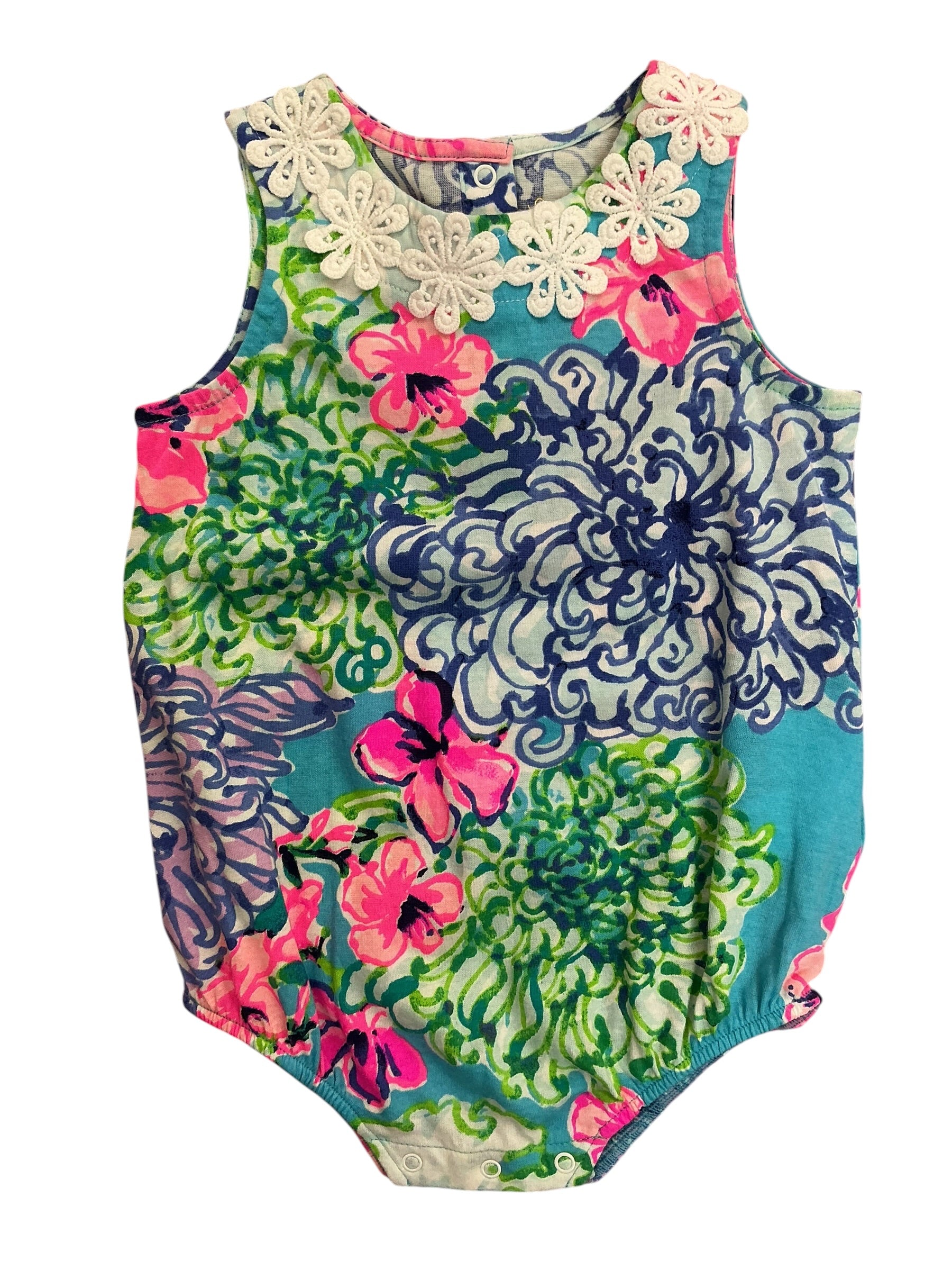 Lilly Pulitzer Kids Girls Lilly Baby Pearl Romper Special Delivery - Size 6-12 MO