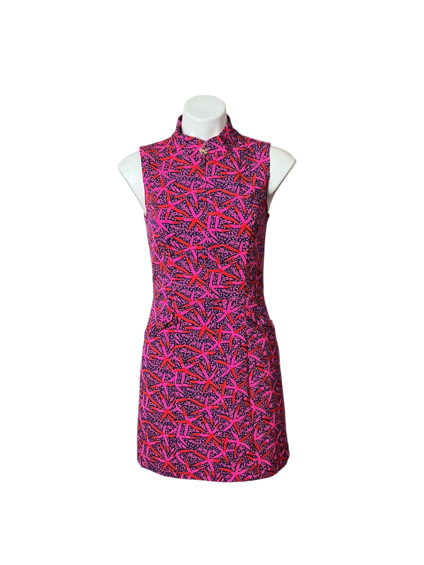 Lilly Pulitzer NWT Catarina Dress UPF 50+ Passion Fruit Star Searching Golf - Size 2