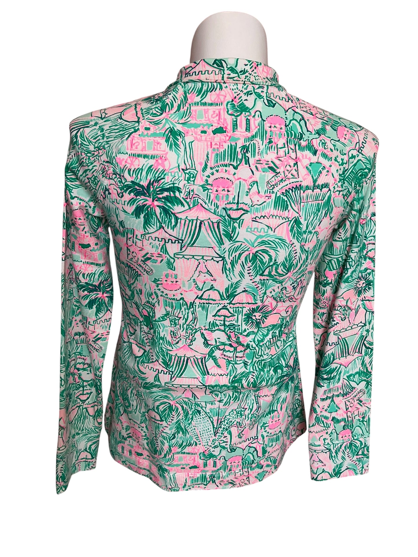 Lilly Pulitzer NWT UPF 50+ Skipper Popover Bright Agate Green Colorful Camelflage - Size M