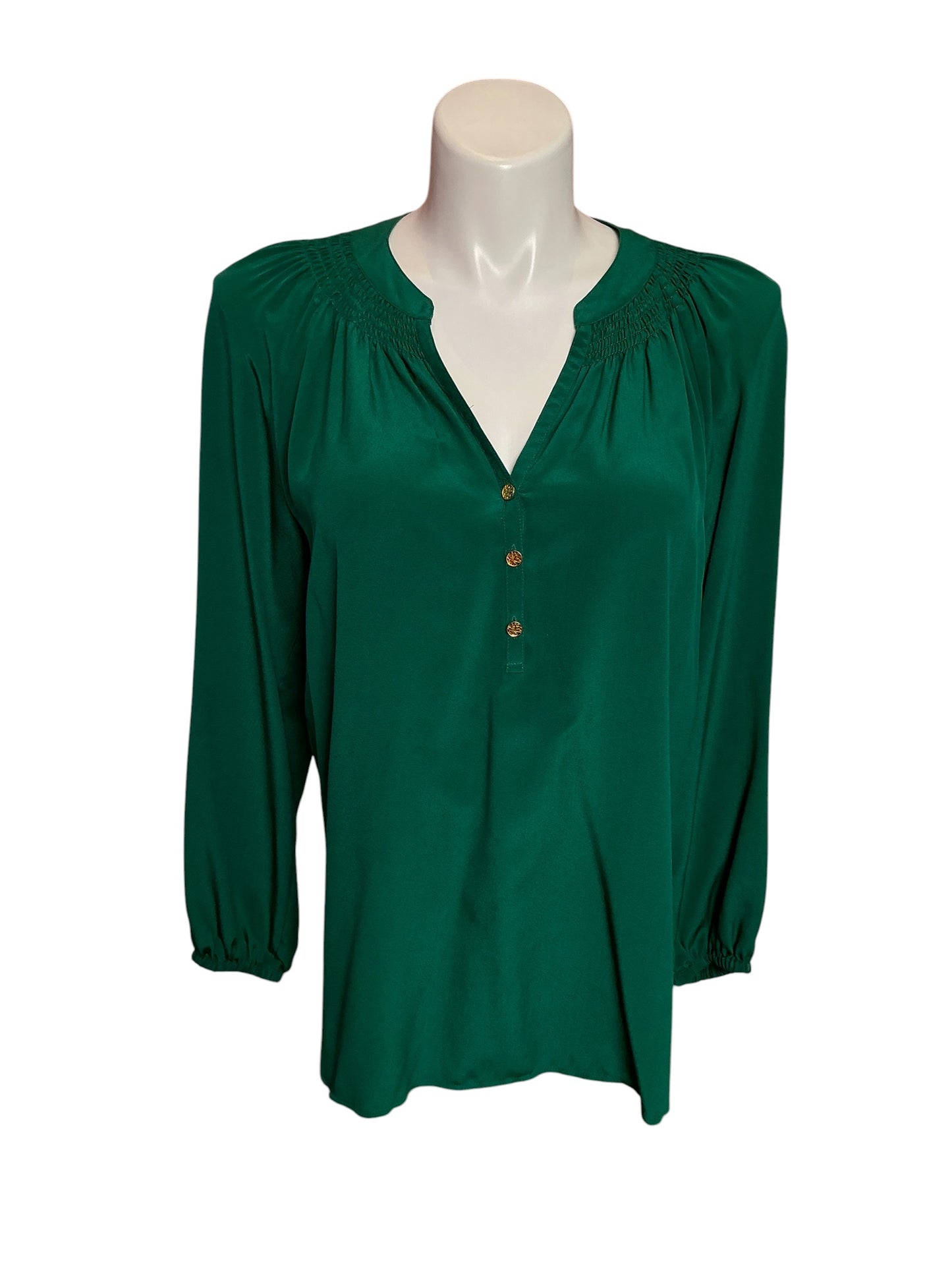 Lilly Pulitzer Elsa Silk Top Fiddle Leaf Green - Size XL