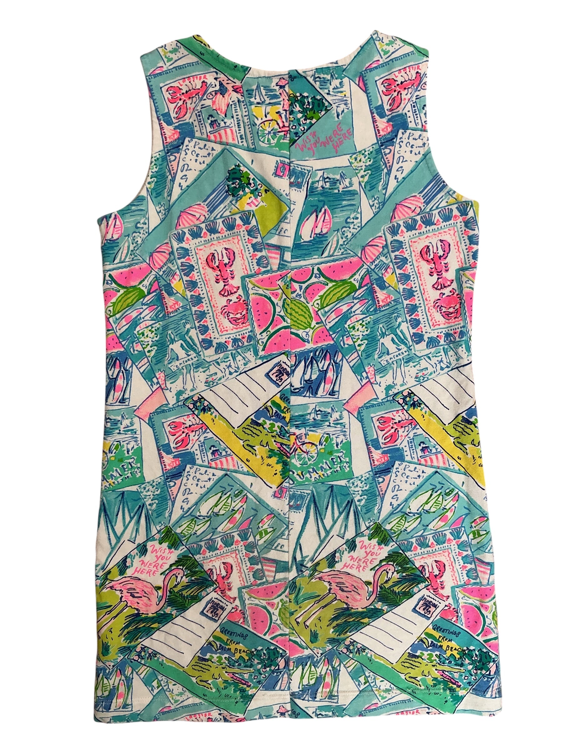 Lilly Pulitzer Kids Girls Mini Harper Shift Dress Wish You Were Here - Size M 6-7