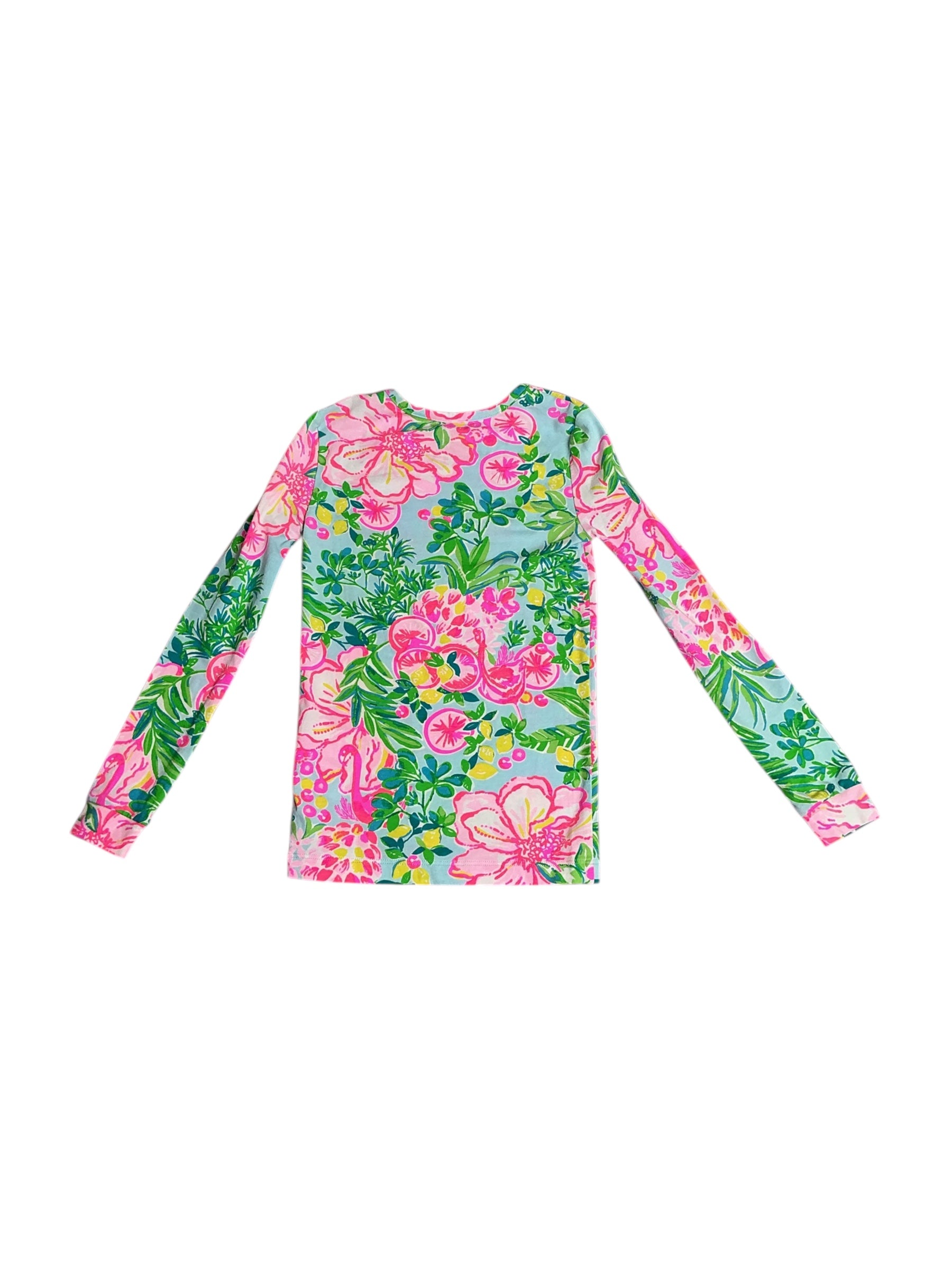Lilly Pulitzer- Kids Sammy Pajama Set Seasalt Blue Fruity Flamingo Size 6 Girls