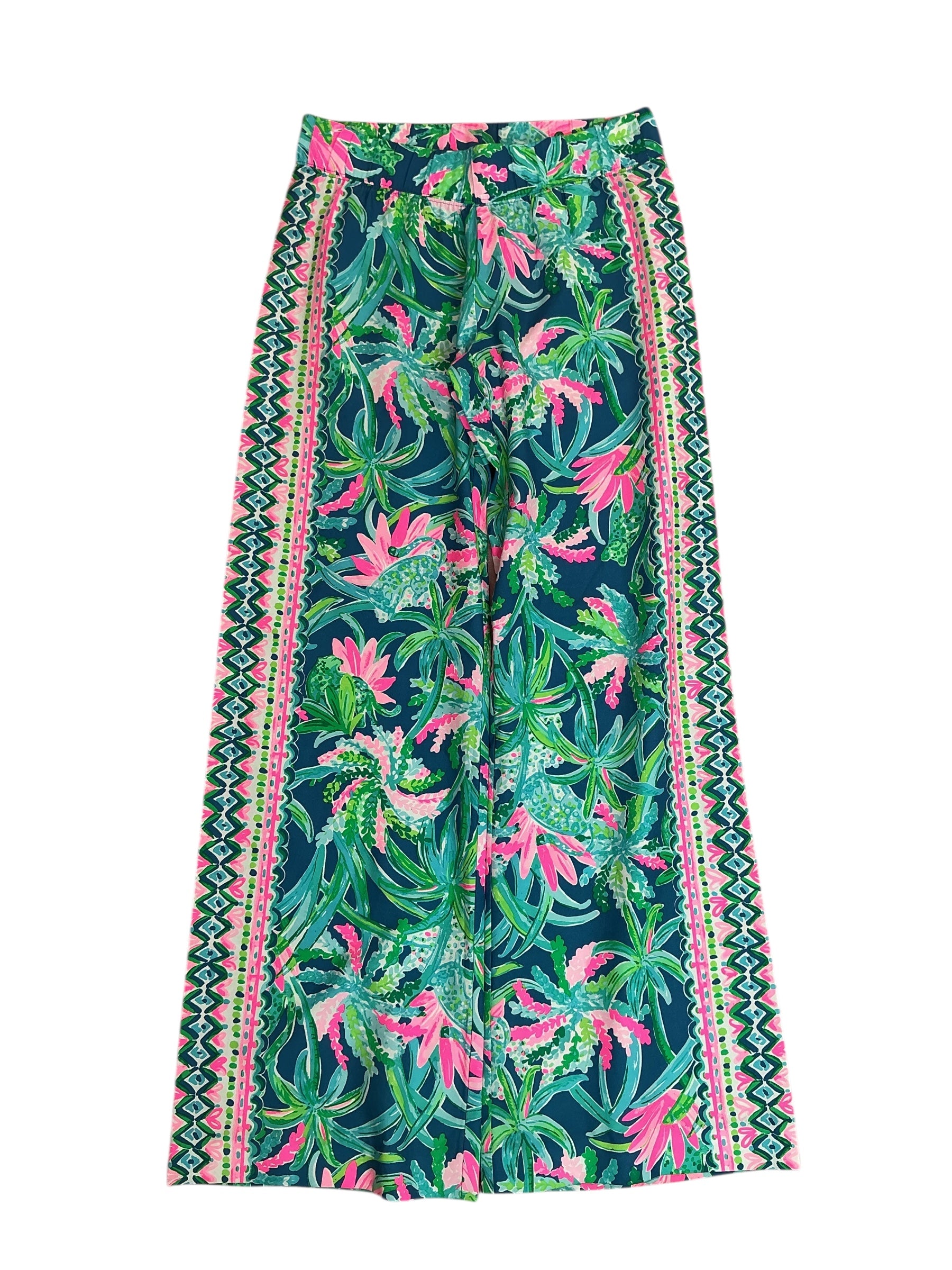 Lilly Pulitzer Bal Harbour Mid-Rise Palazzo Pants Macaw Blue Sweet Escape - Size XS