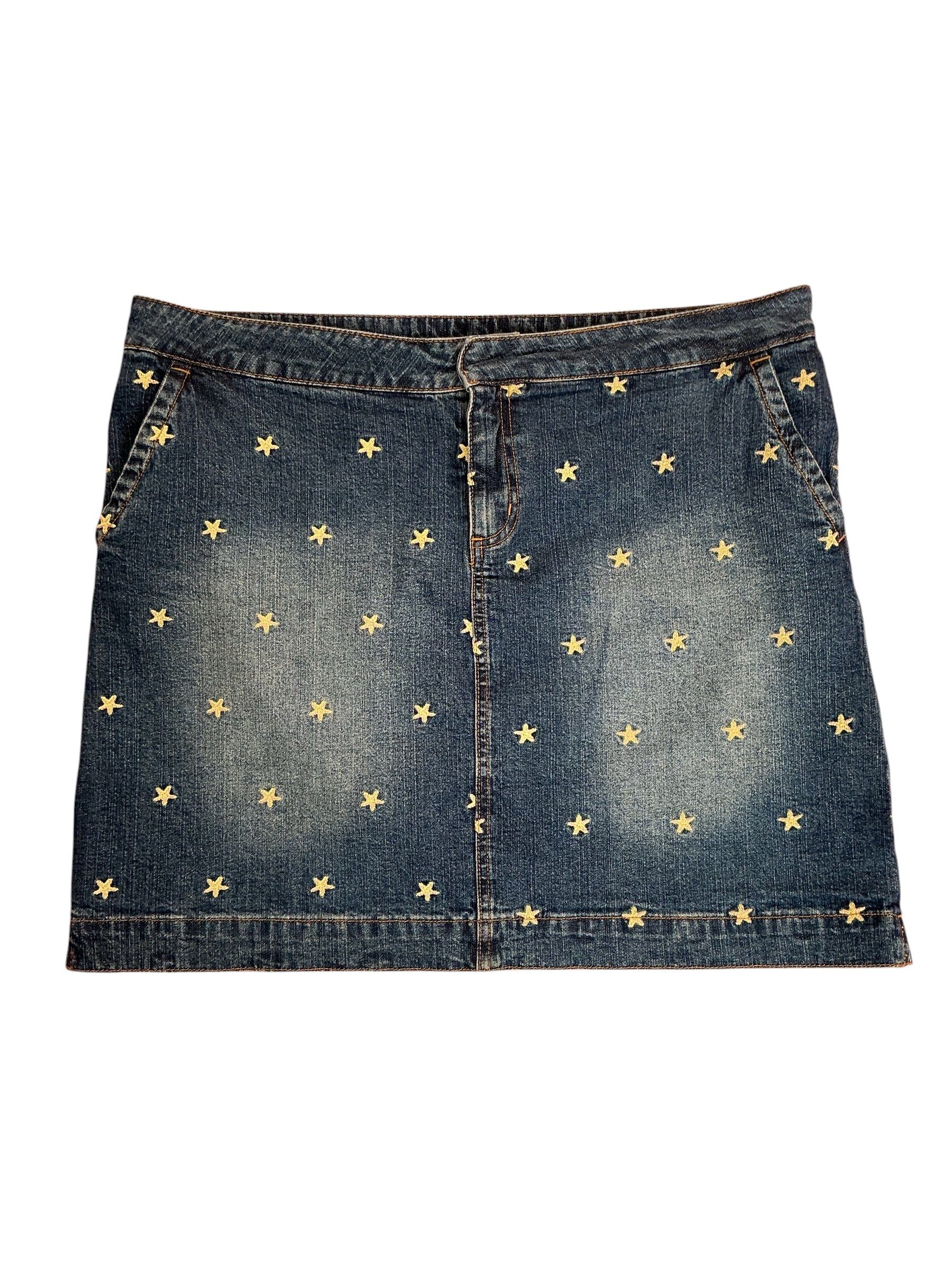 Lilly Pulitzer Vintage Star Denim Mini Skirt Star Embroidered - Size 12