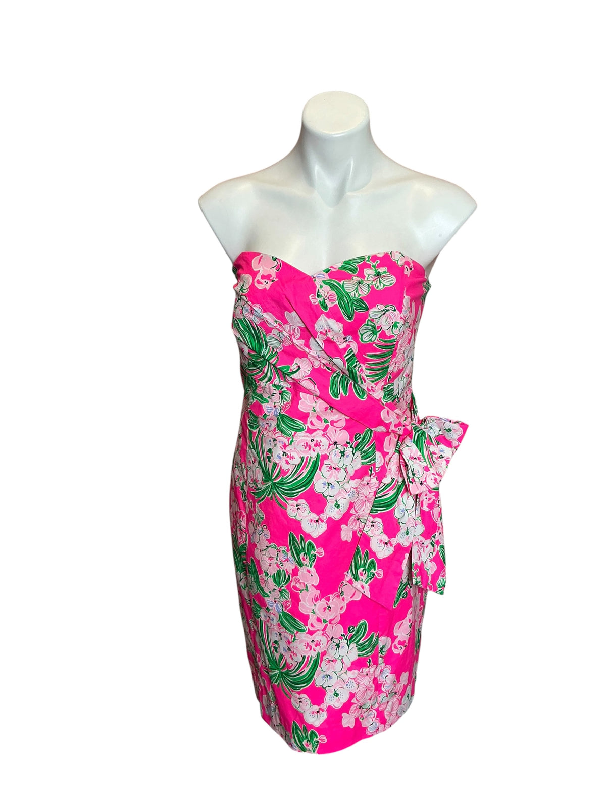 Lilly Pulitzer Stela Strapless Stretch Bow Dress Roxie Pink Worth A Look - Size 14
