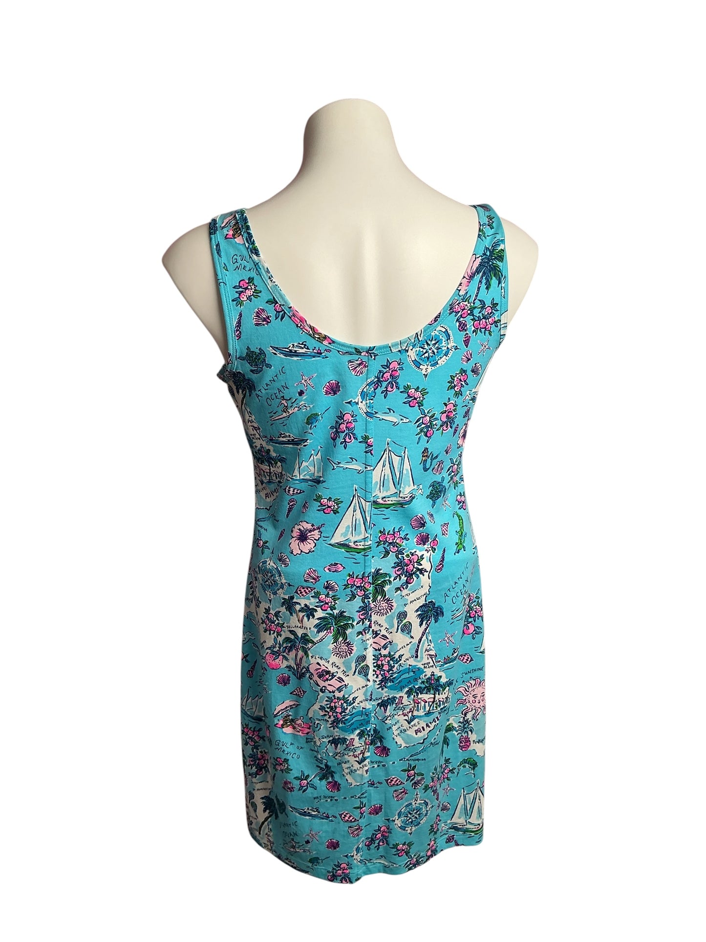 Lilly Pulitzer- Newberri Tank Dress Amalfi Blue Lilly’s Roadtrip Size XS