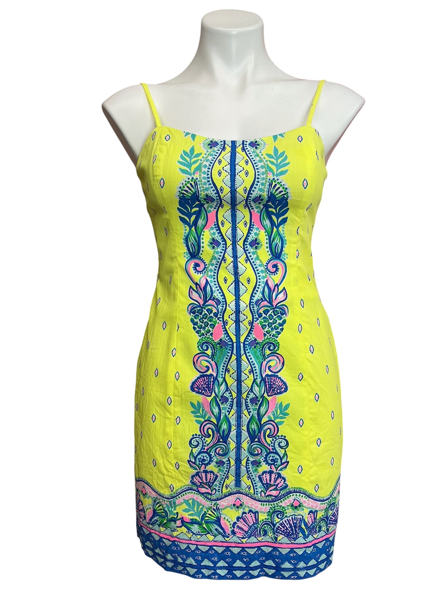 Lilly Pulitzer Shelli Stretch Dress Loro Green Pineapple Rivera - Size 2