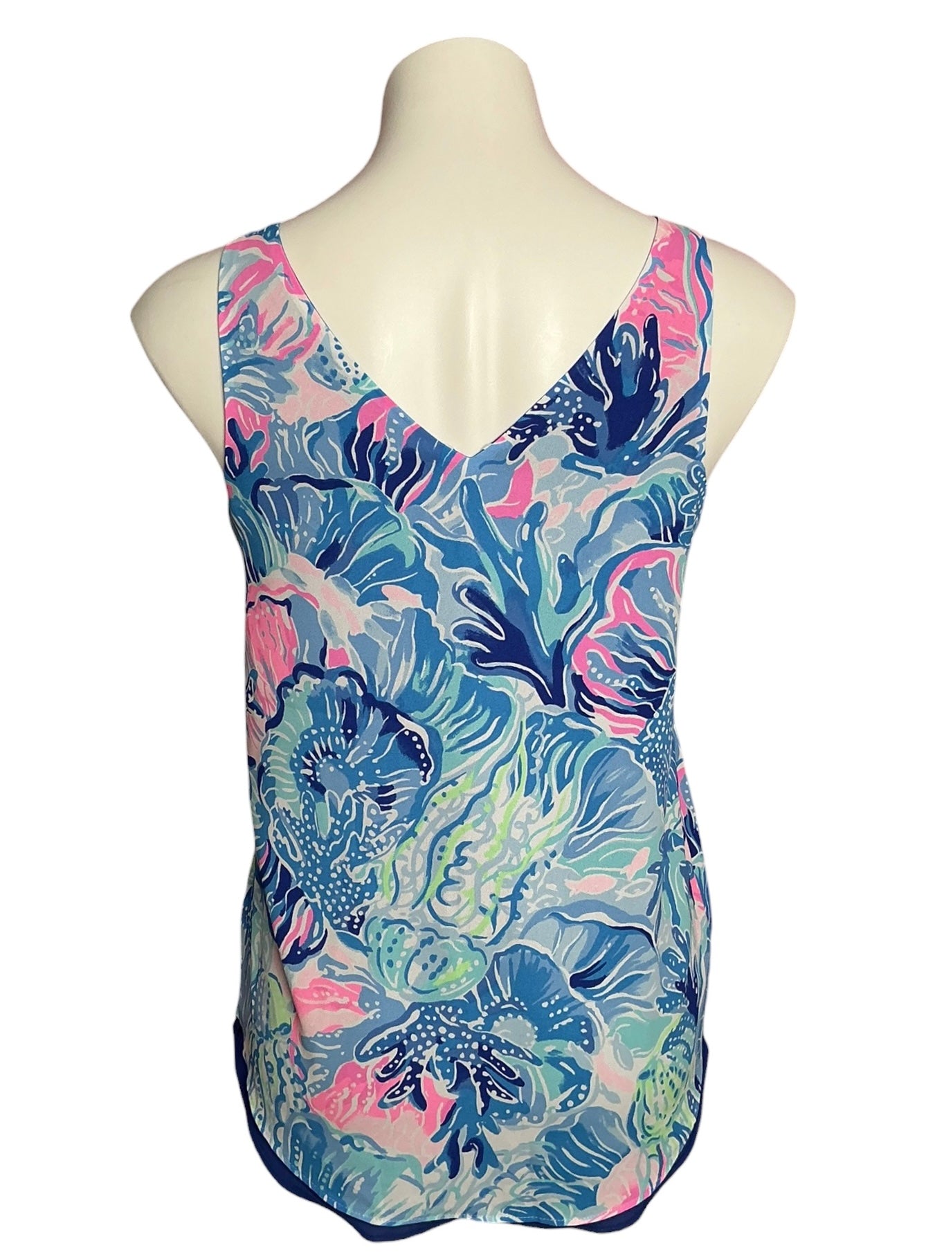 Lilly Pulitzer NWT Florin Reversible Sleeveless V-Neck Saltwater Blue Shade Seekers - Size XS