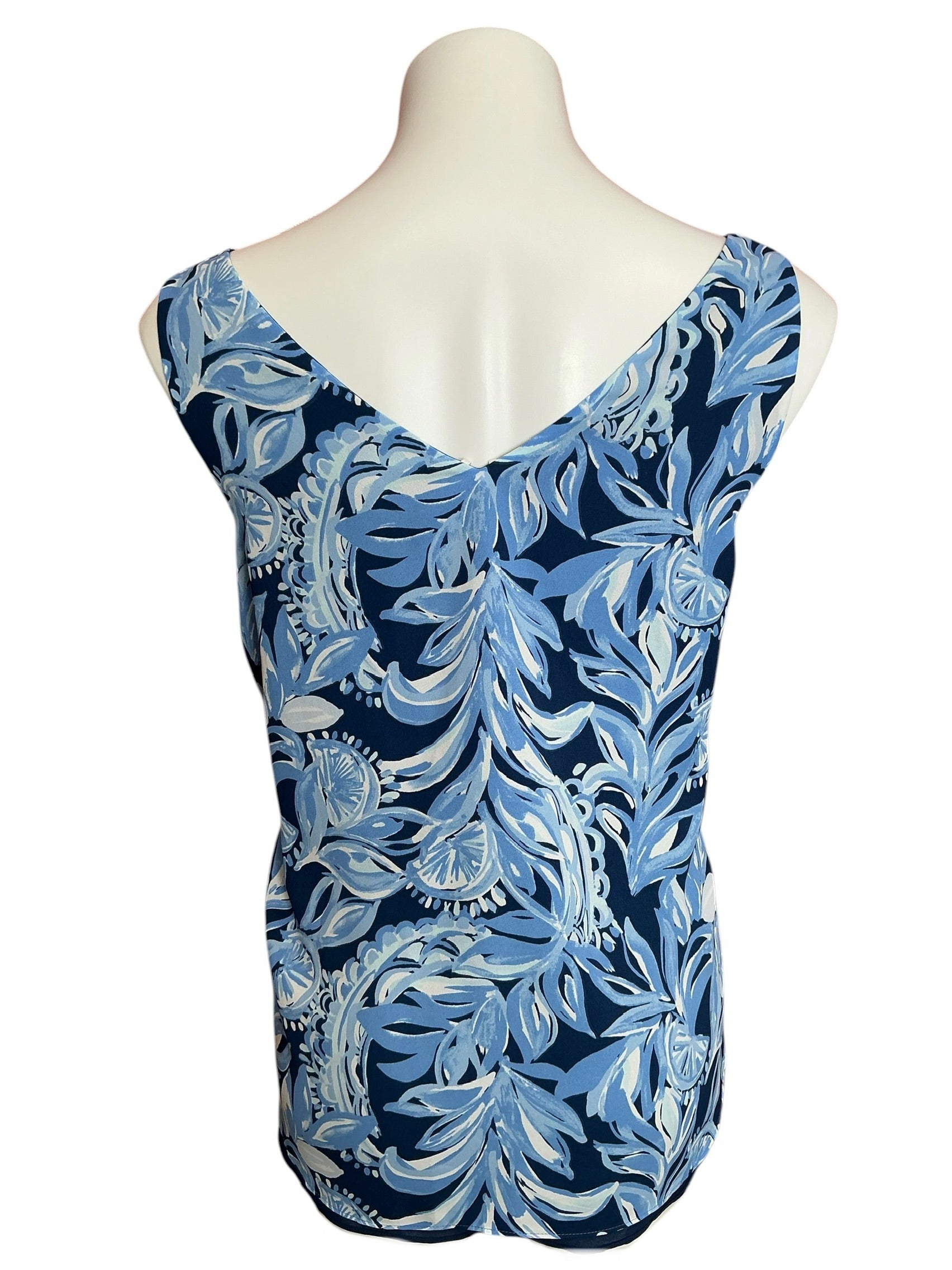 Lilly Pulitzer NWT Florin Sleeveless V-Neck Top High Tide Navy You’re The Zest - Size L