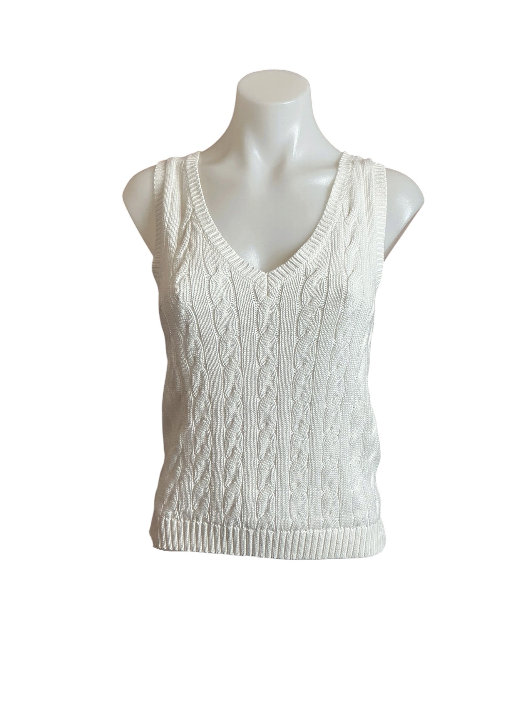 Lilly Pulitzer Brockton V-Neck Sweater Tank Resort White - Size XS
