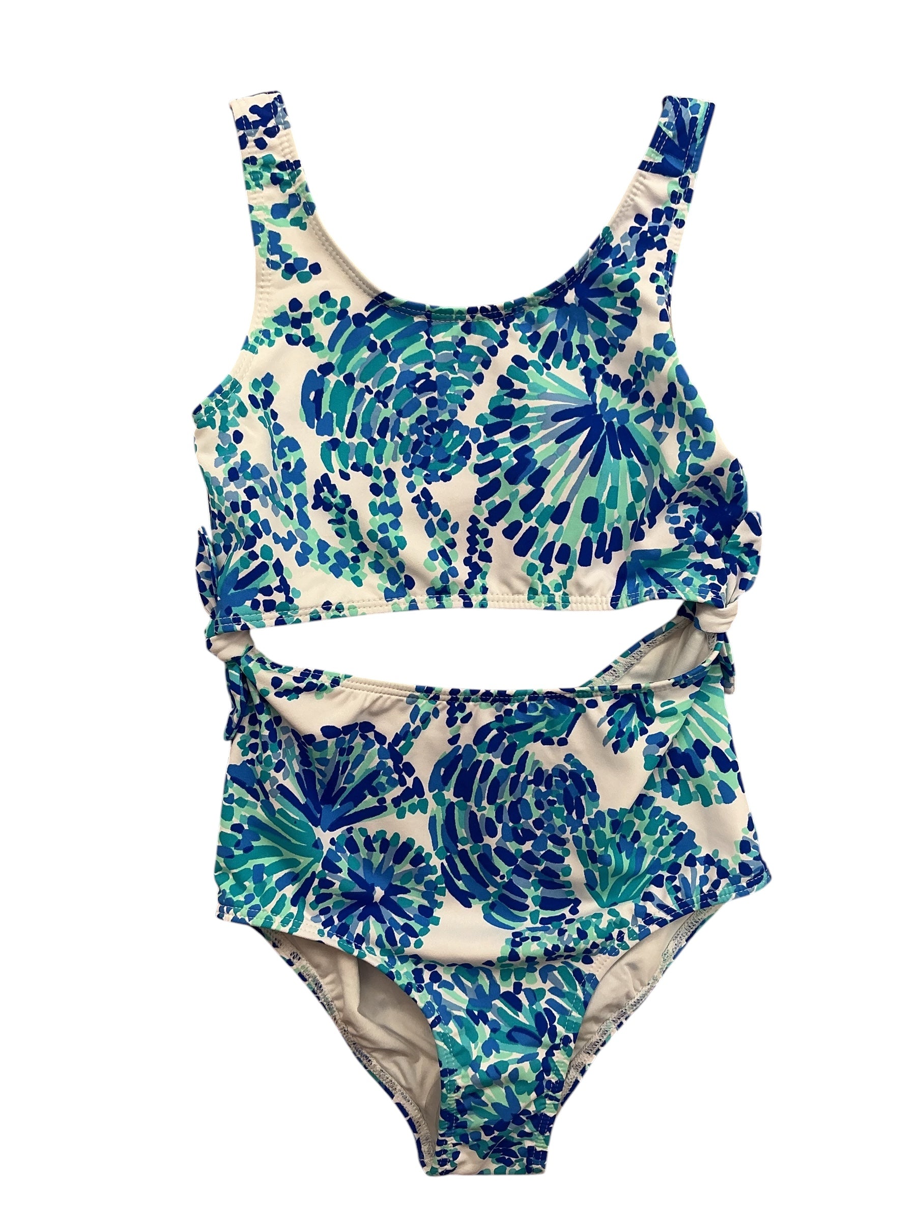 Lilly Pulitzer NWT Girls Kids Evalina Swimsuit UPF 50+ Turquoise Oasis Shell Me You Love Me - Size 5