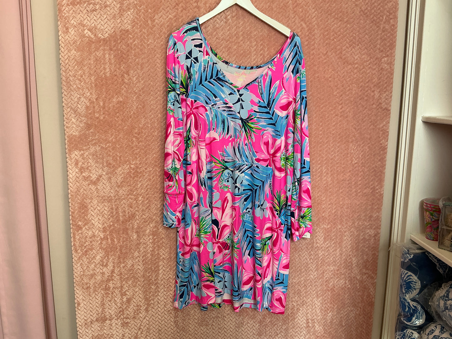 Lilly Pulitzer Kaisley Dual Neck Dress PRETTY IN PINK  - Size XXL