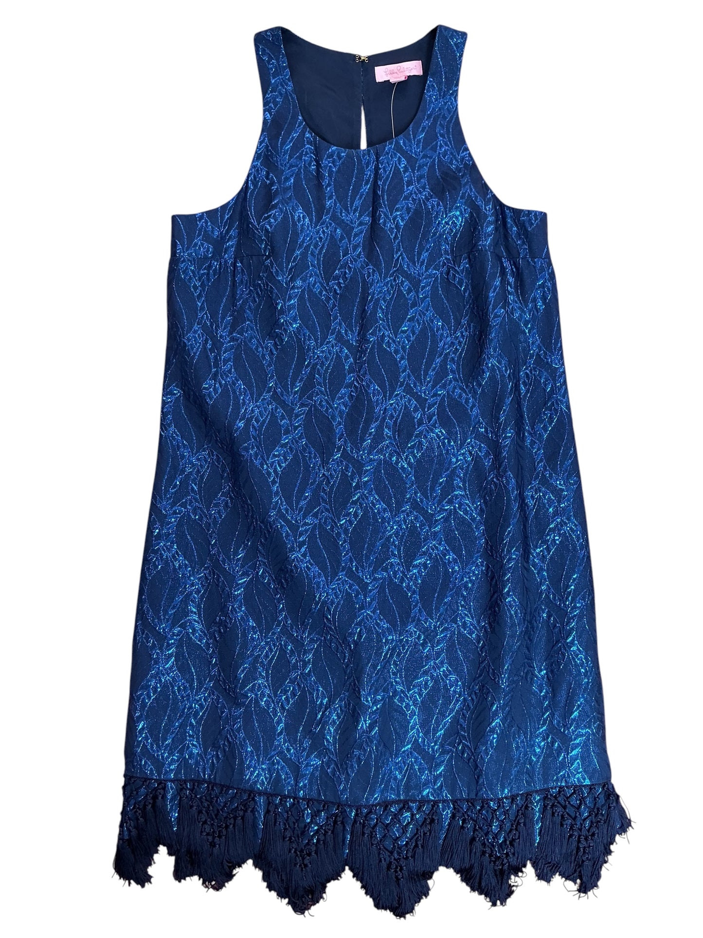 Lilly Pulitzer NWT Marquette Shift Dress True Navy Silk Leaf Jacquard - Size XXS