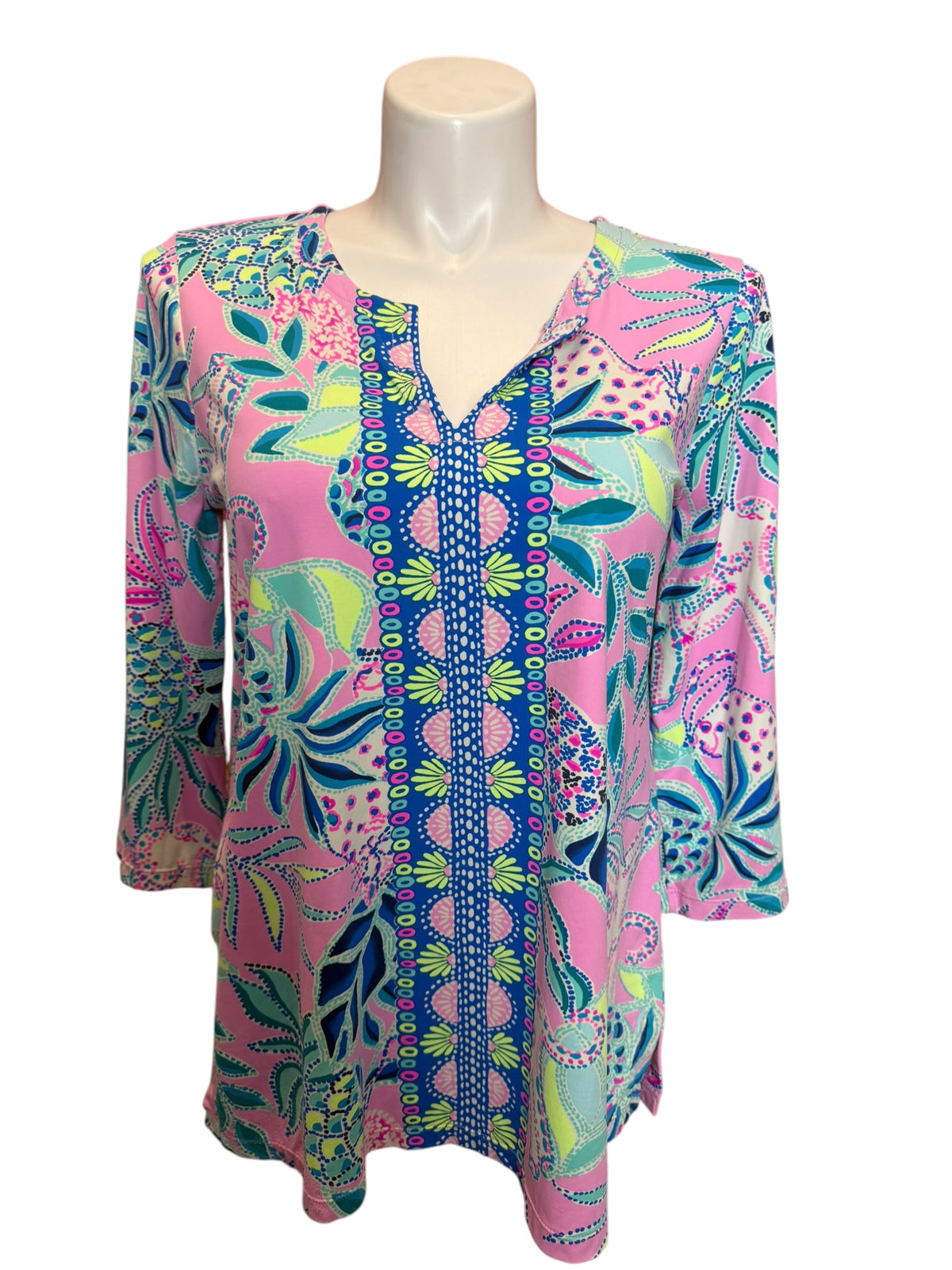 Lilly Pulitzer Karina Tunic Top Lilac Rose Chica Ticas - Size XL