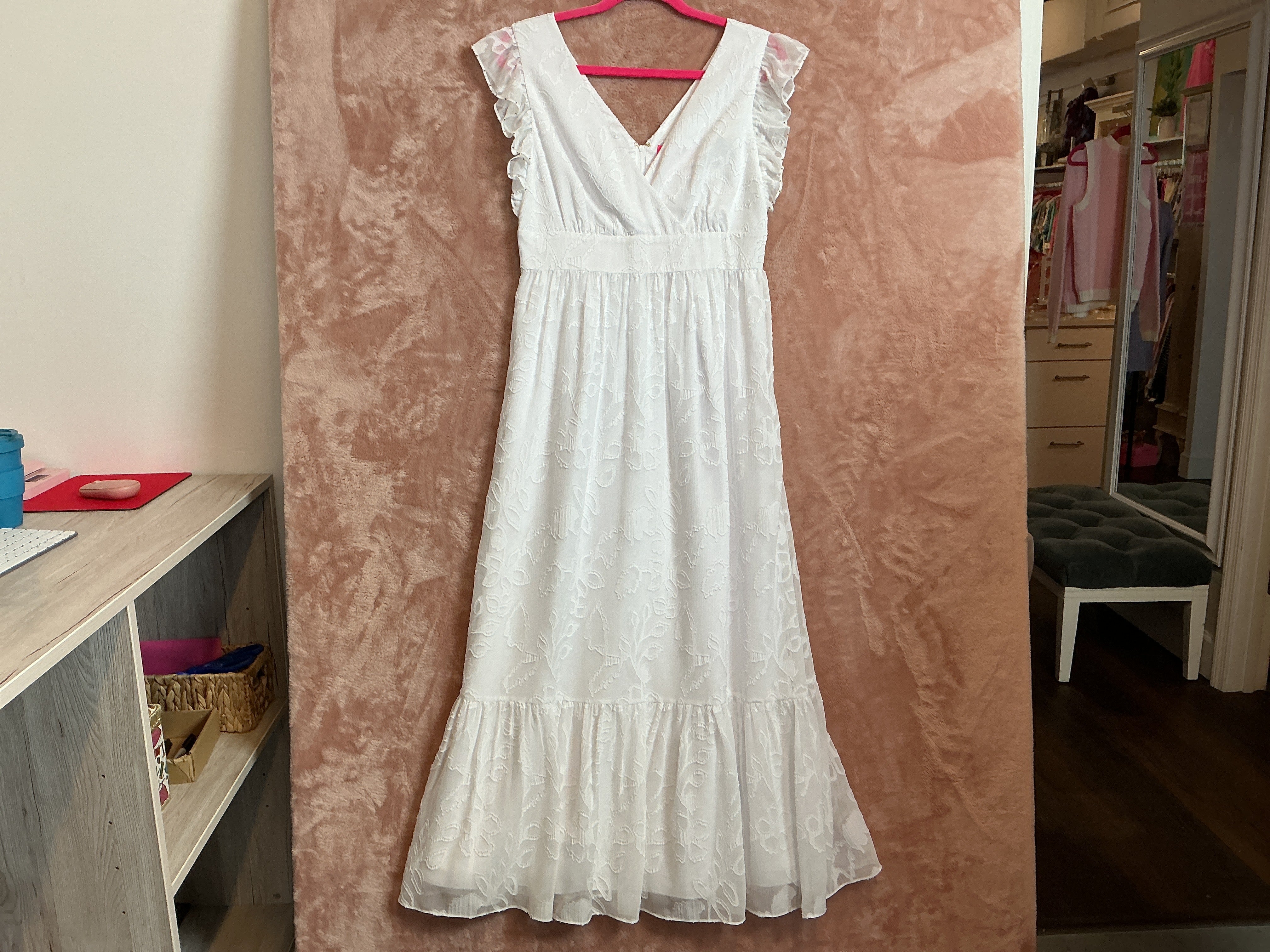 Lilly Pulitzer NWT Autumn Midi Dress Resort White Botanical Shadow Clip Chiffon - Size 6