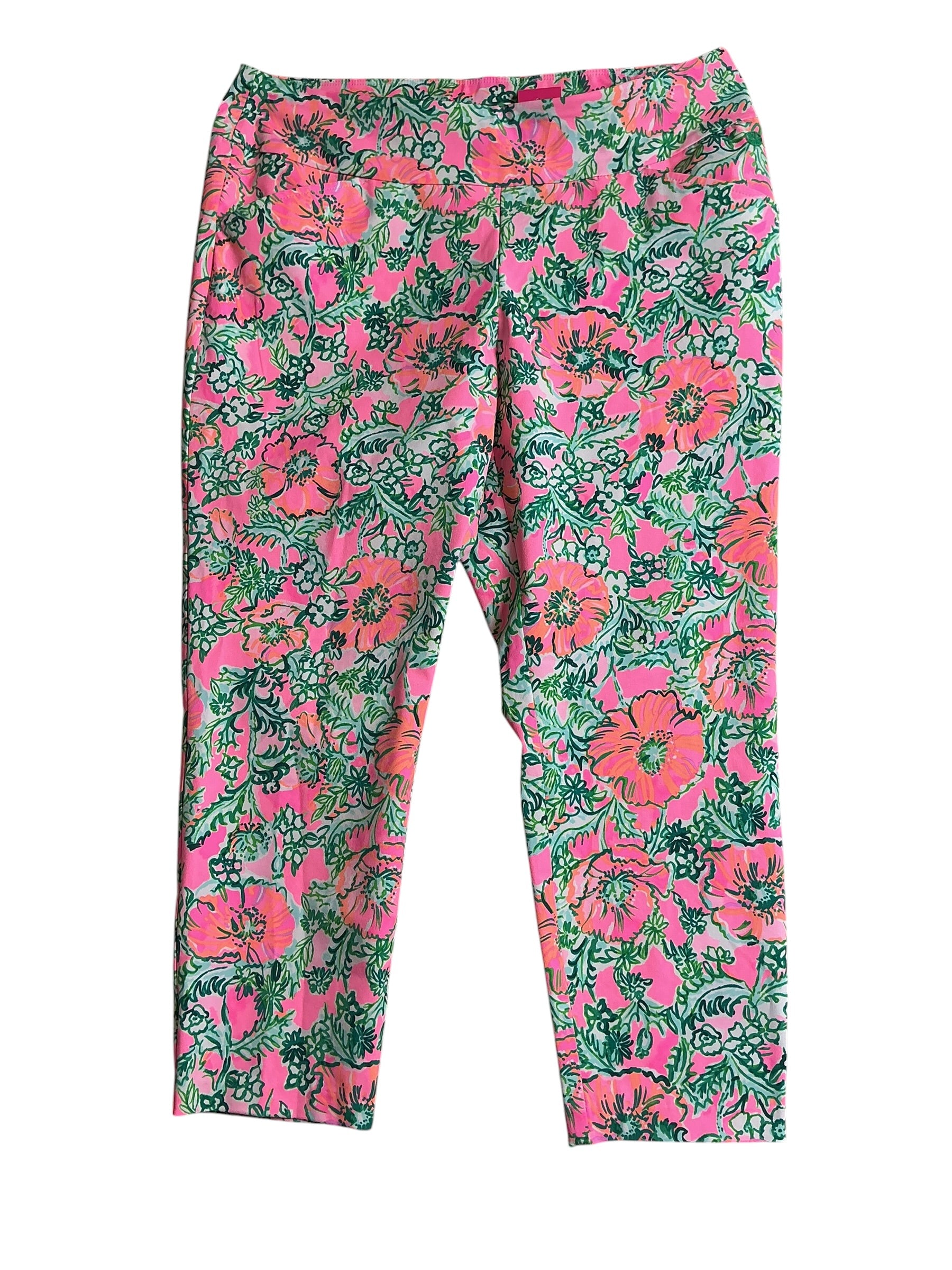 Lilly Pulitzer Corso Crop Pant UPF 50+ - Soleil Pink Perfect Poppy Golf - Size 16