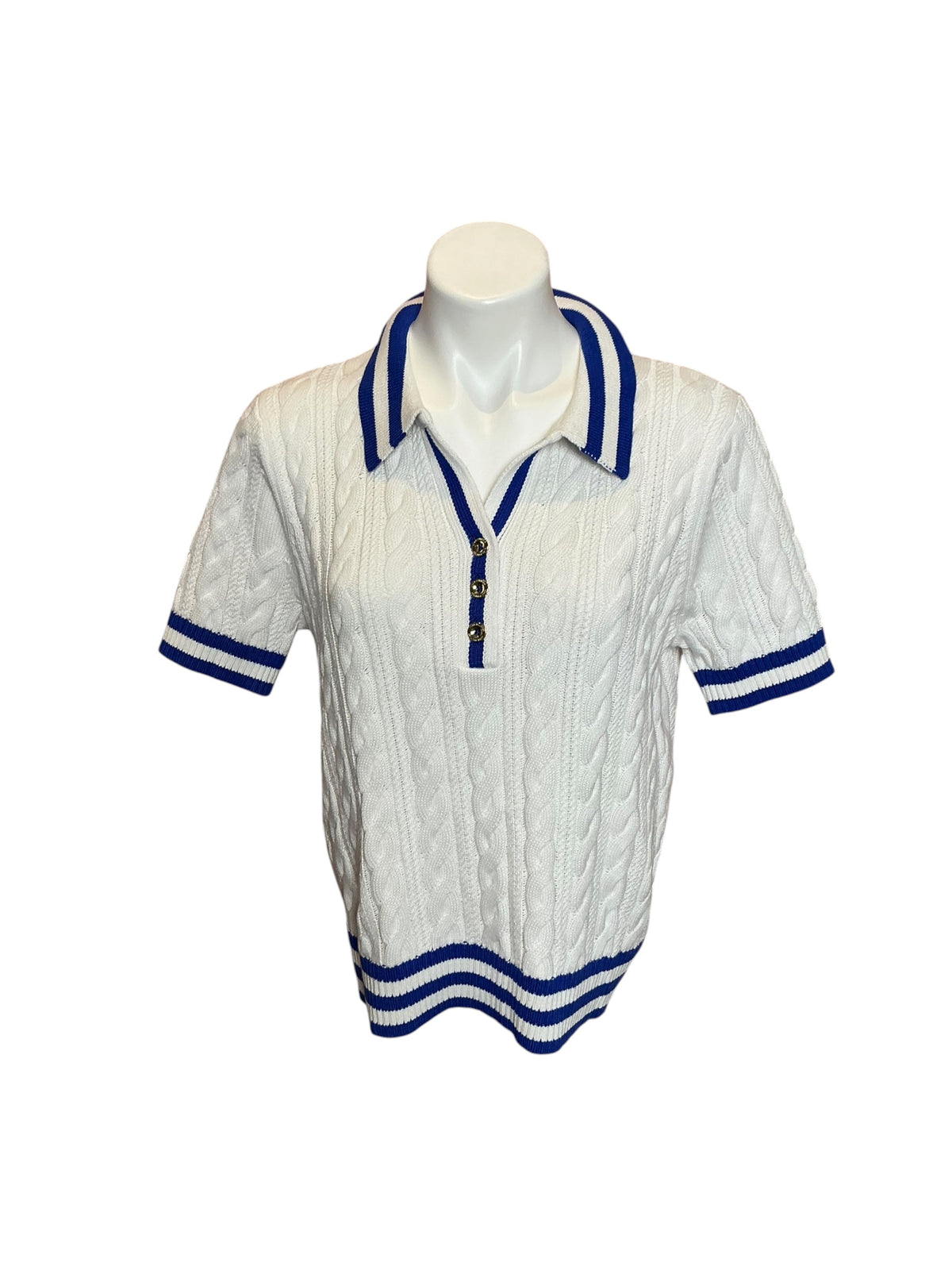 Lilly Pulitzer NWT Suzette Sweater Resort White X Martinique Blue - Size L