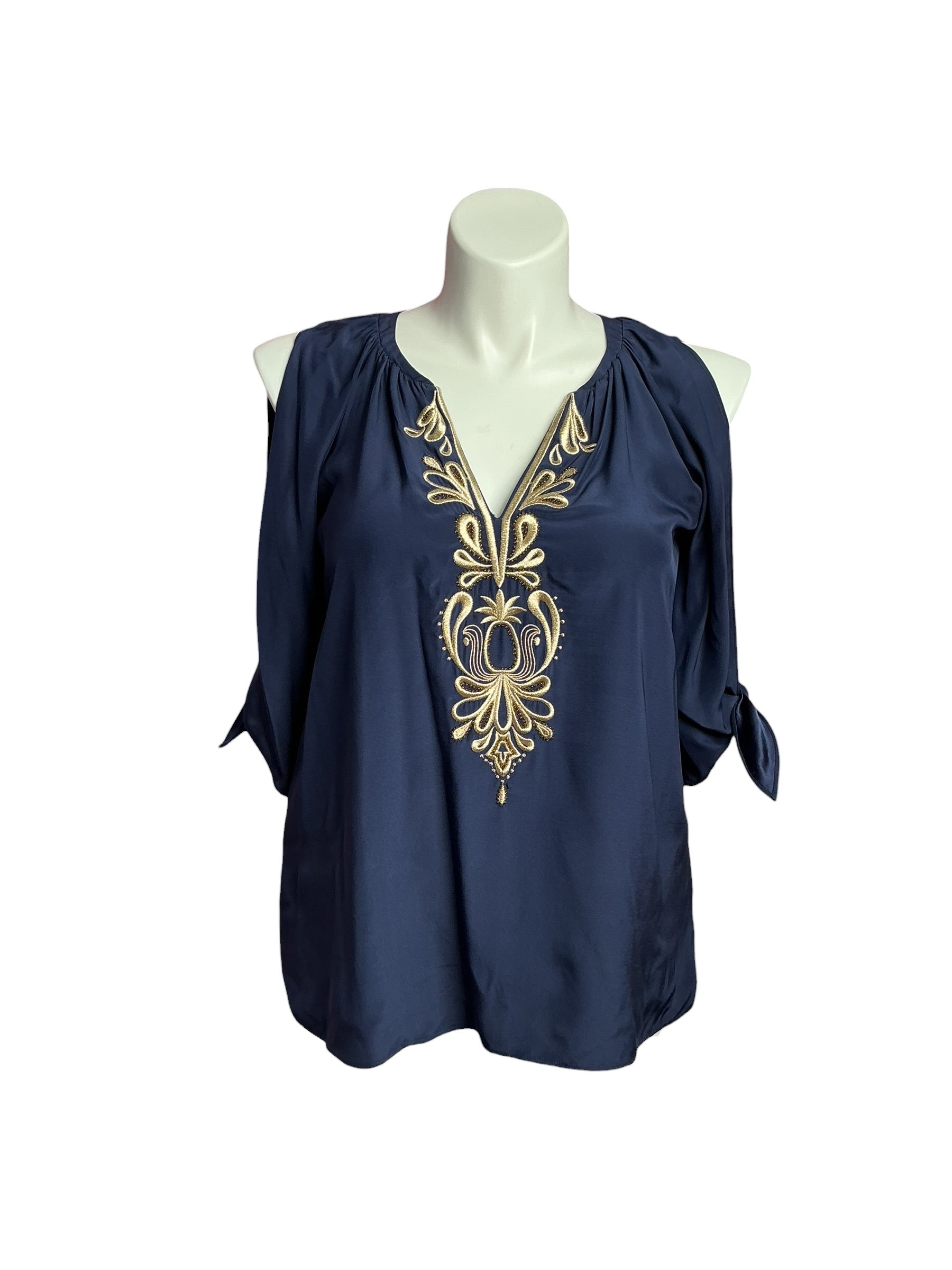 Lilly Pulitzer- Bryce Silk Top True Navy Size M
