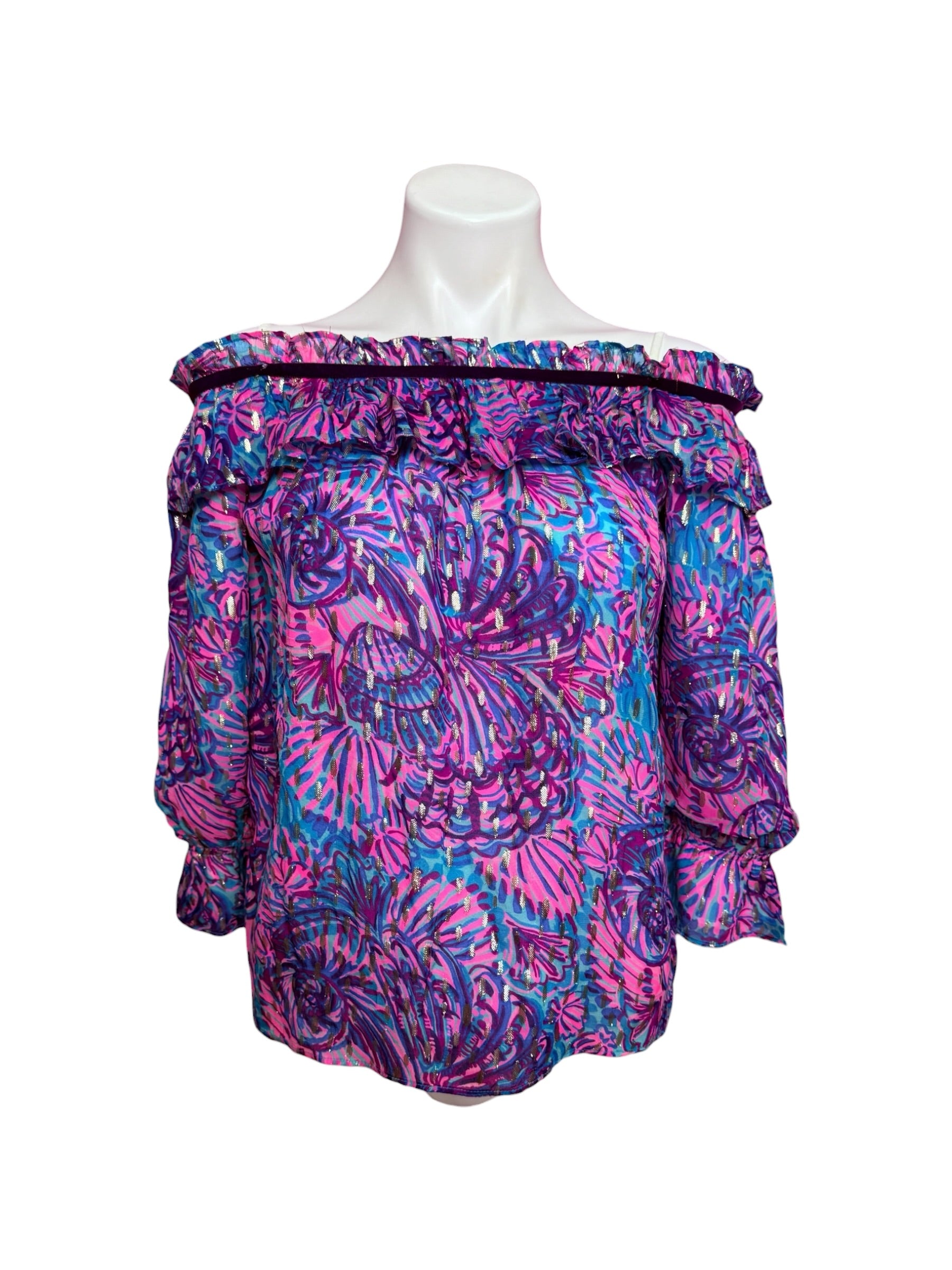 Lilly Pulitzer NWT Ceecee Top, Turquoise Oasis- Shelleidoscope Size XS