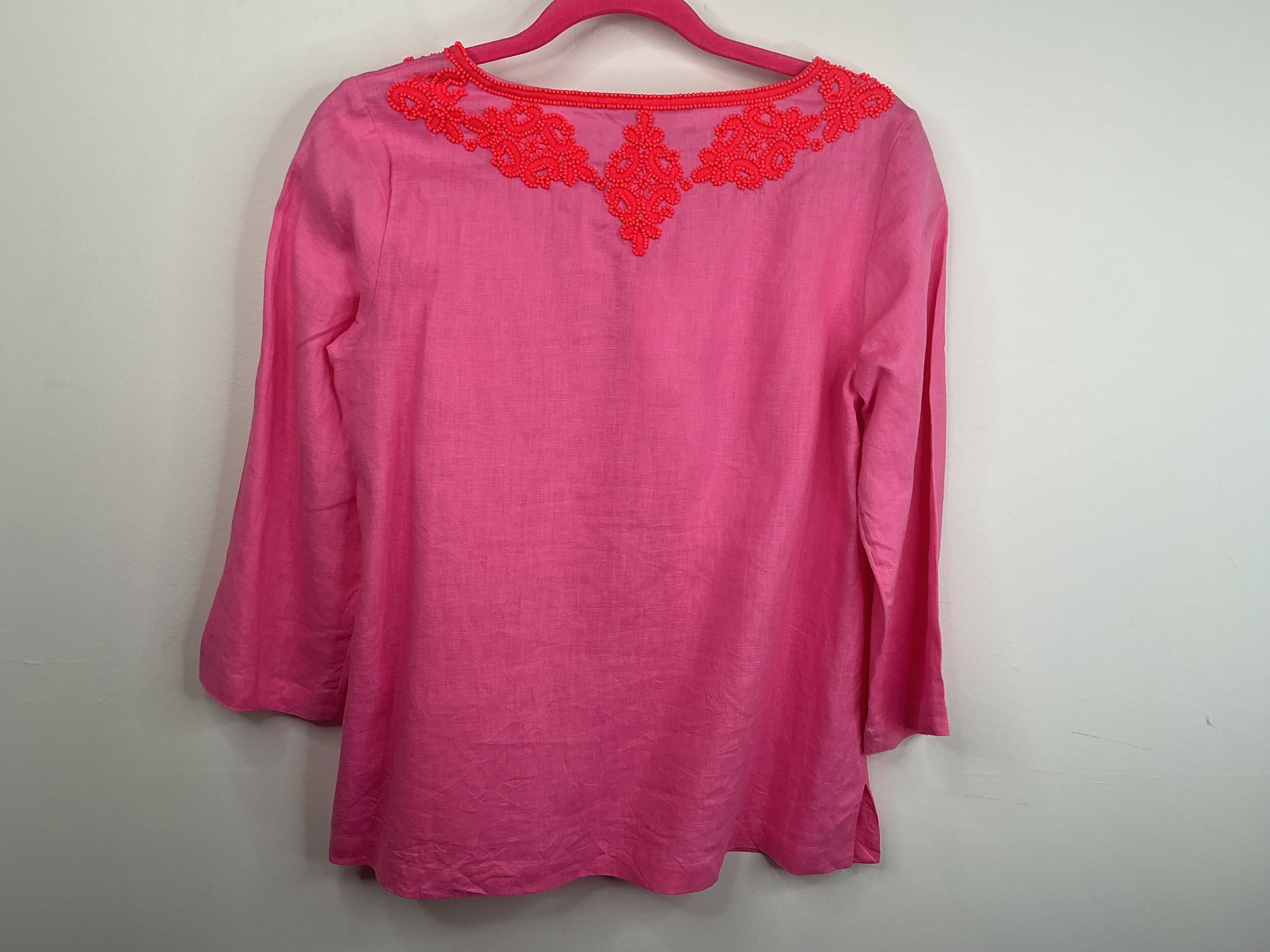 Lilly Pulitzer NWT - Elyn Beaded 3/4 Sleeve blouse - Confetti Pink - Size 4