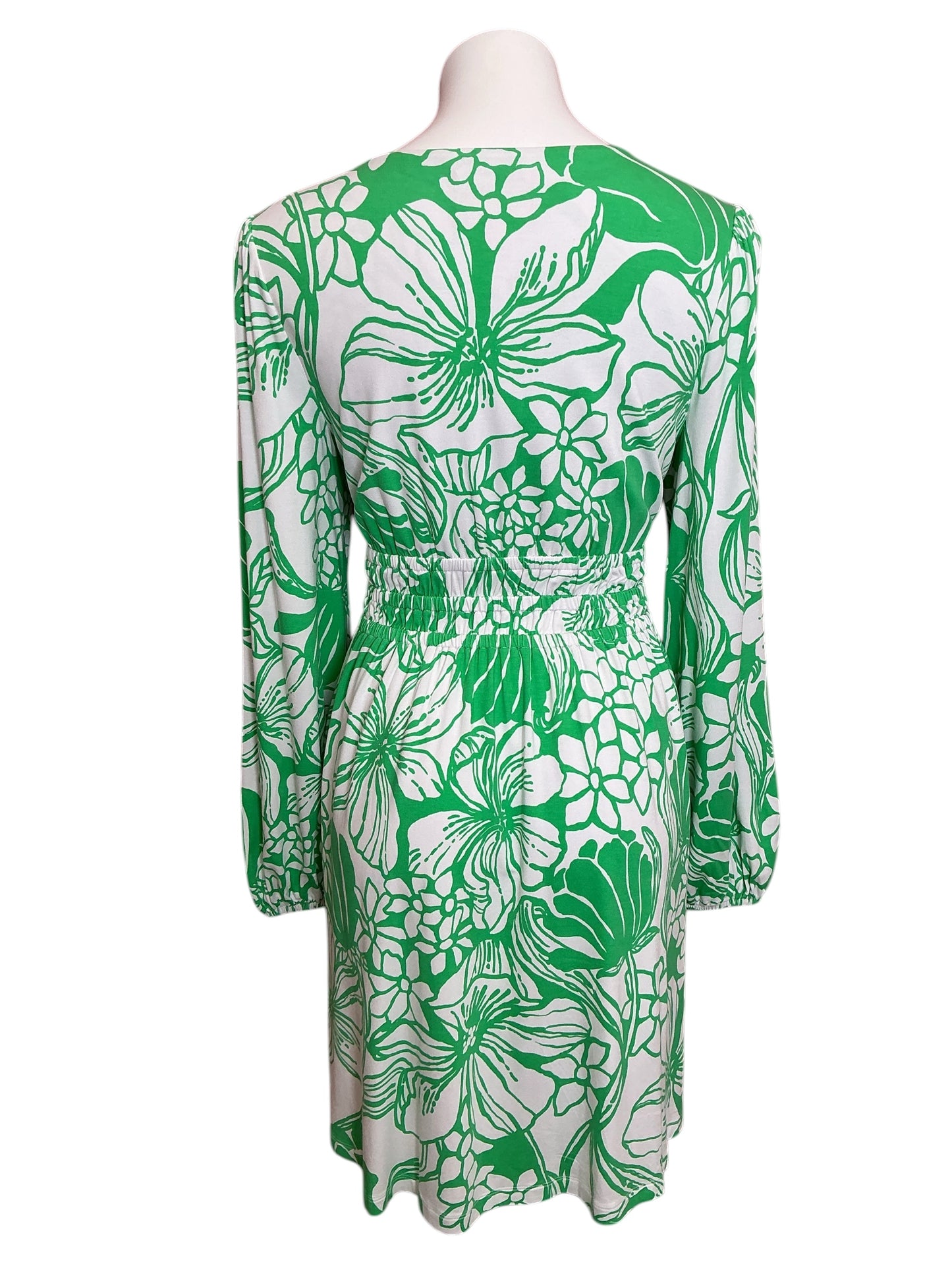 Lilly Pulitzer Calla Long Sleeve V-Neck Dress Spearmint Oversized Kiss My Tulips - Size L