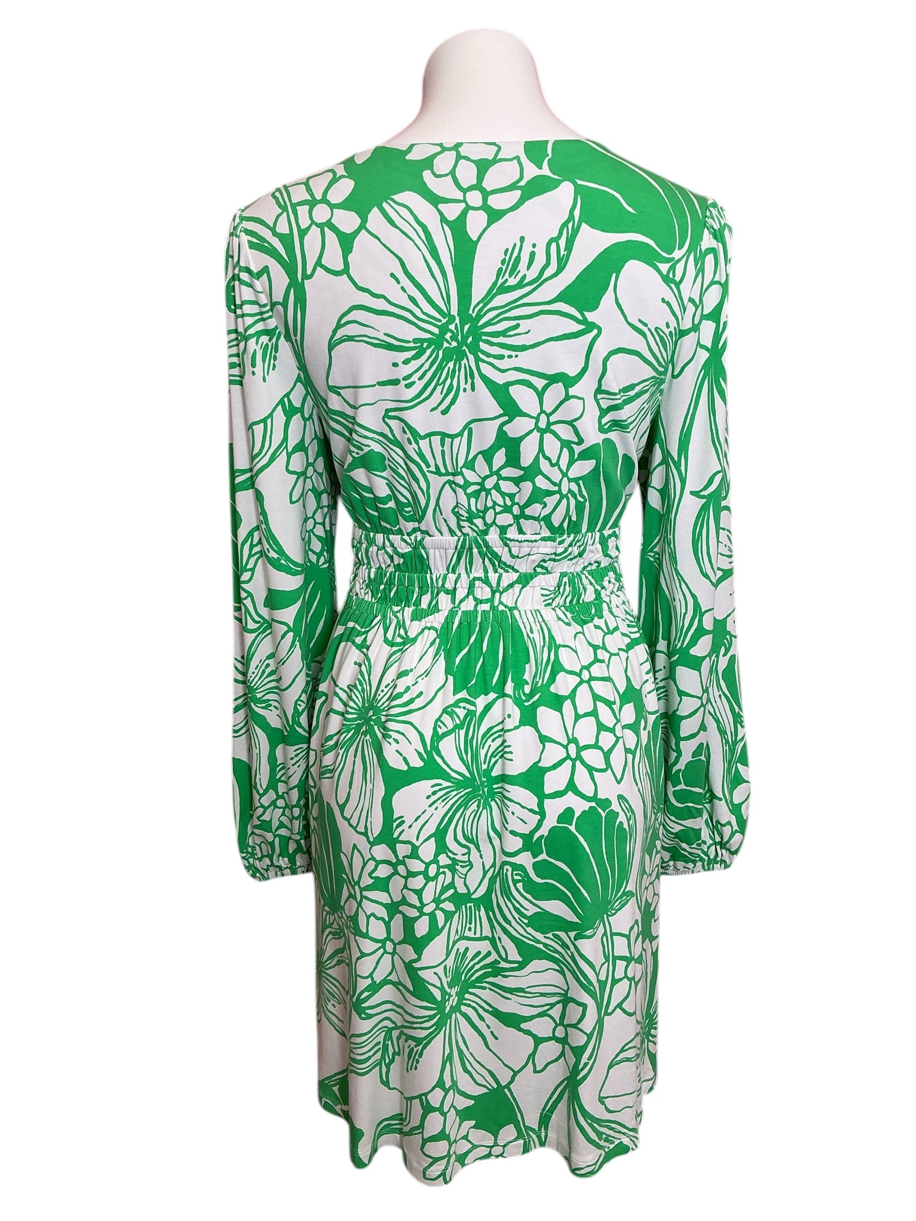 Lilly Pulitzer Calla Long Sleeve V-Neck Dress Spearmint Oversized Kiss My Tulips - Size L
