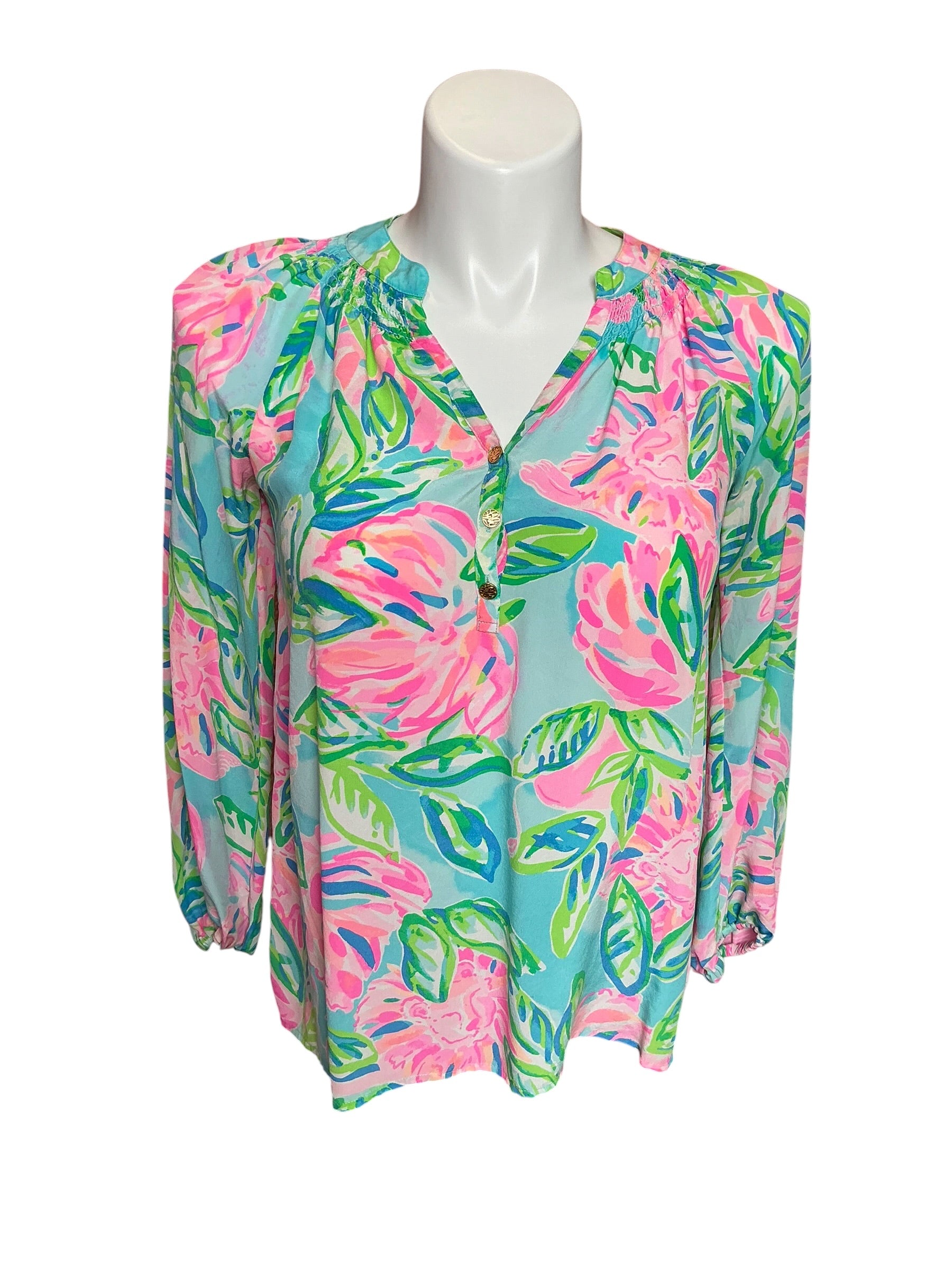 Lilly Pulitzer Elsa Silk Top What a Lovely Place - Size S