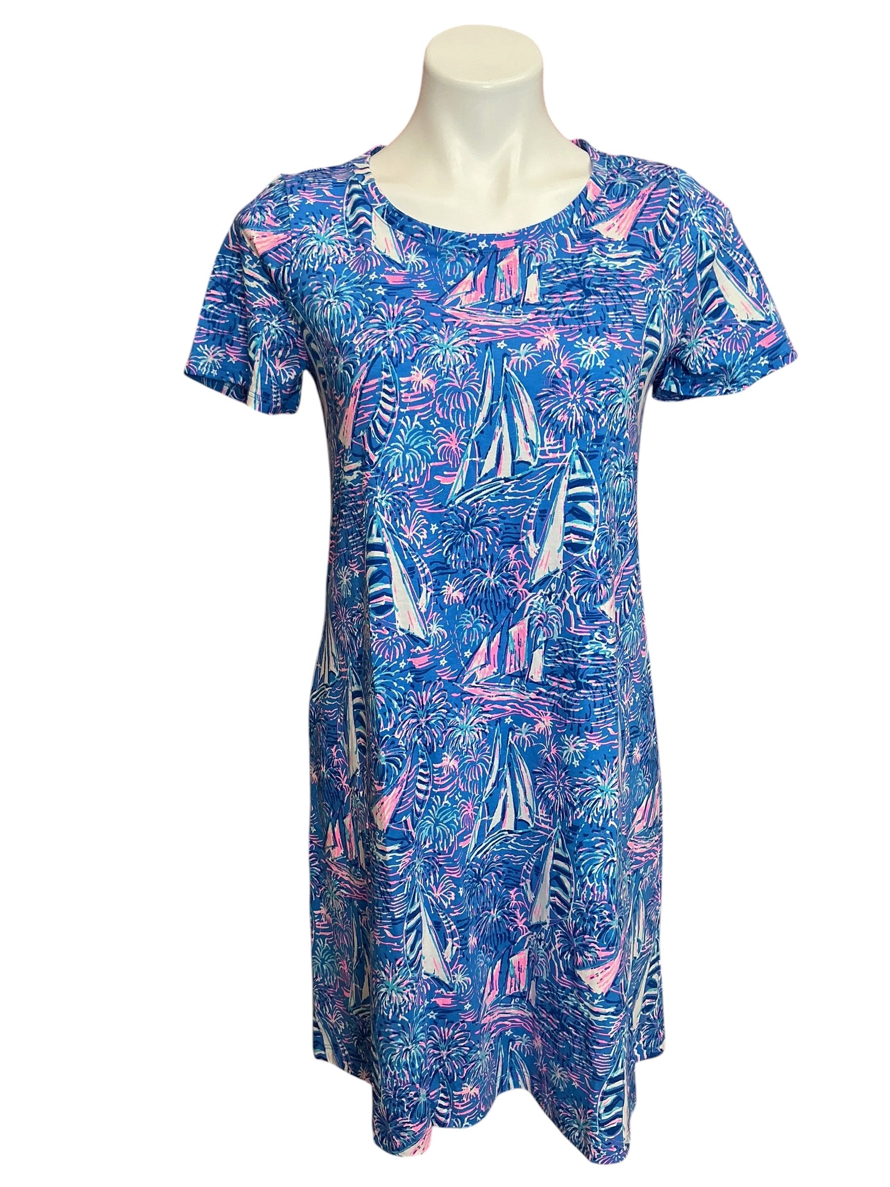 Lilly Pulitzer NWT Cody Short Sleeve Dress Boca Blue It’s A Sailabration - Size S
