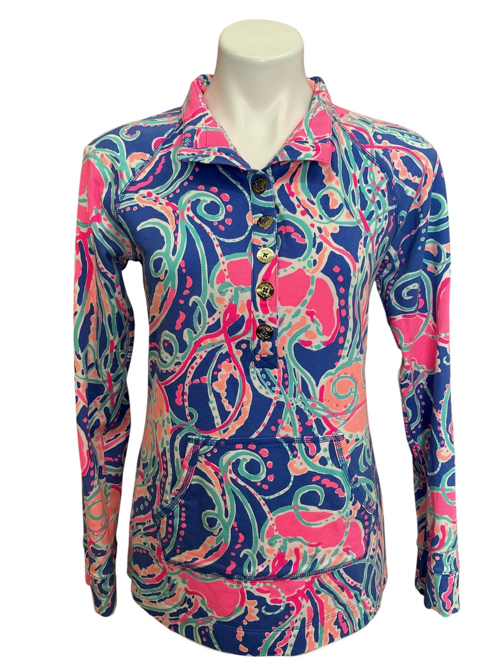 Lilly Pulitzer Captain Popover Top Jellies Be Jamming - Size M