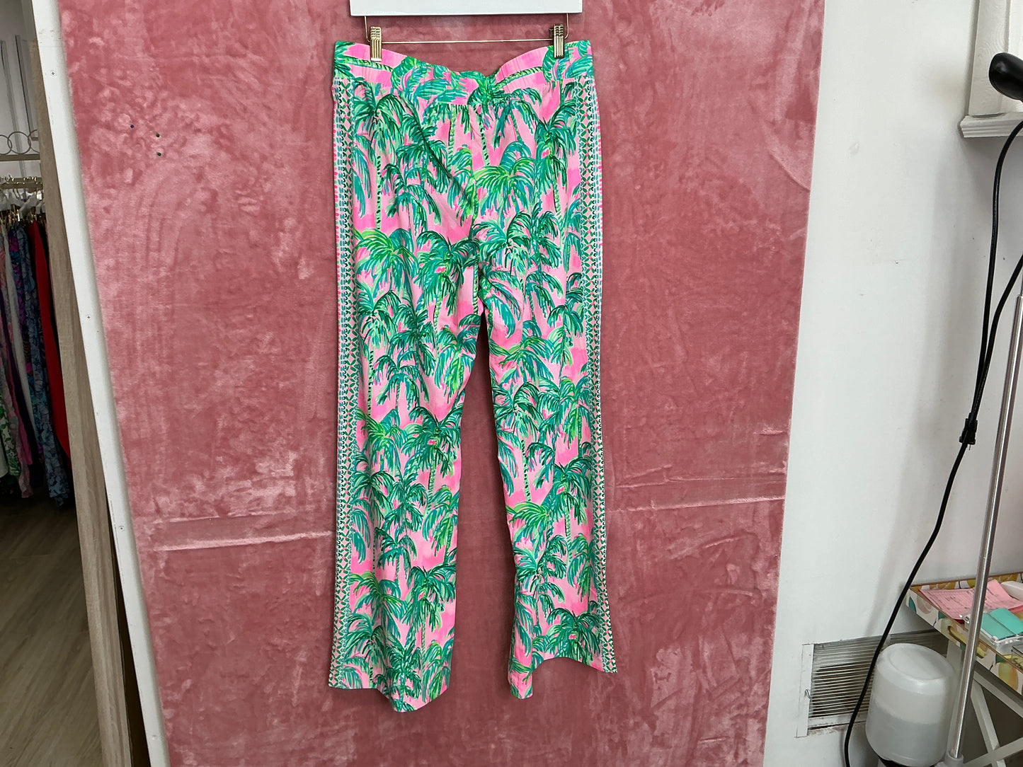 Lilly Pulitzer Bel Harbor Palazzo Pants NWT, Pink Blossom Size L
