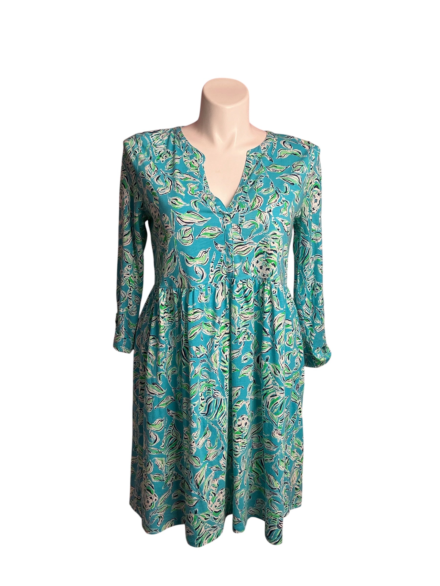 Lilly Pulitzer- Loran Swing Dress Turquoises Oasis  Outta Line Size L