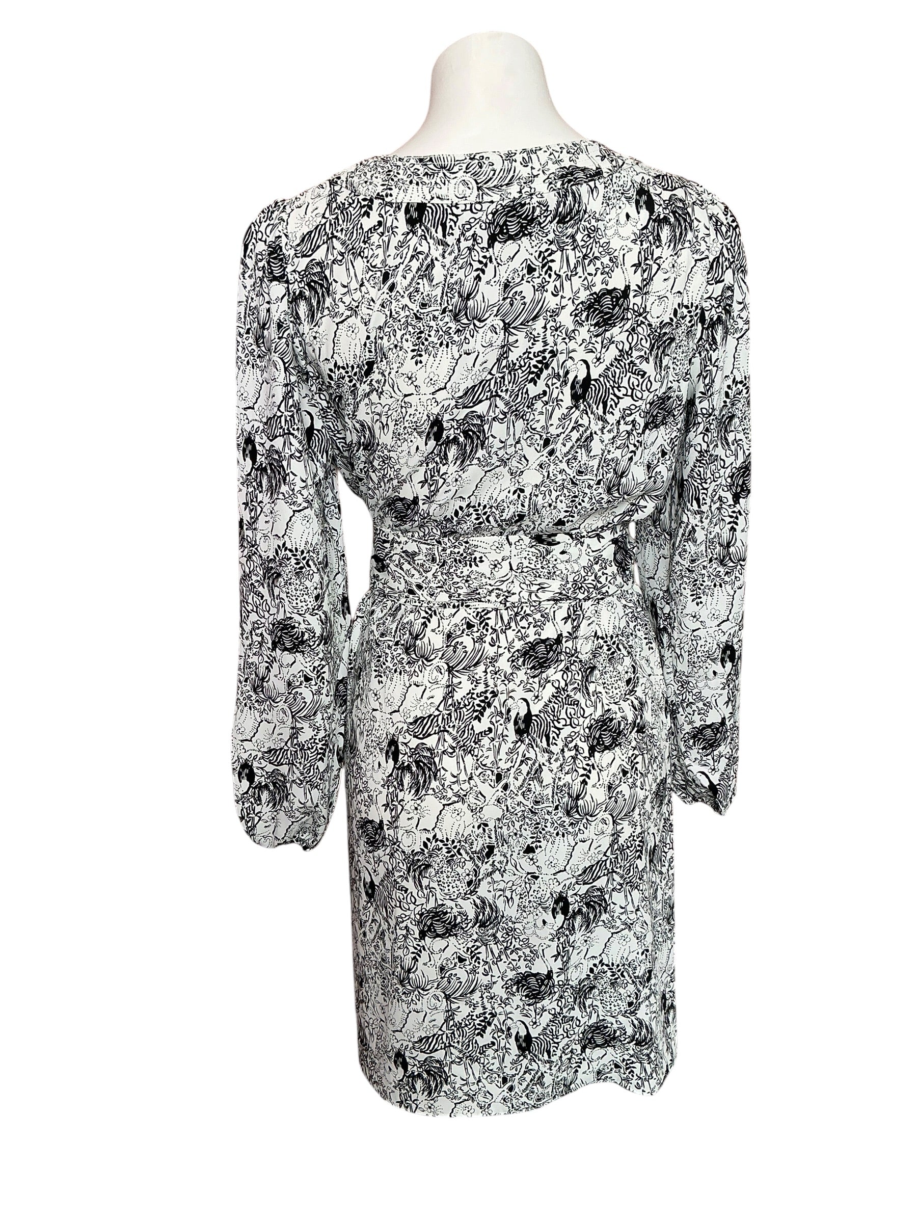 Lilly Pulitzer Olivine Long Sleeve A-Line Dress Onyx Animal Magnetism - Size 12