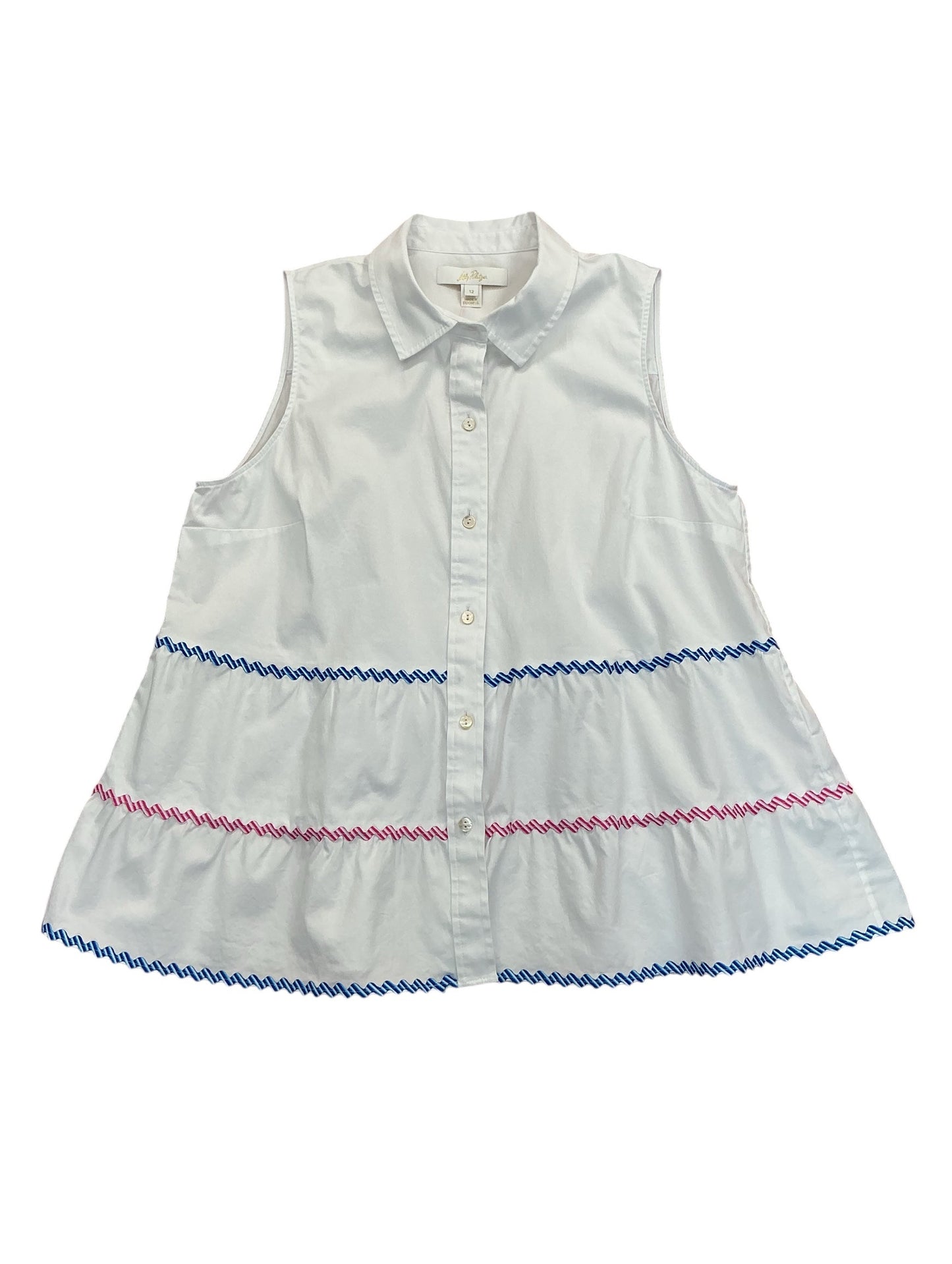 Lilly Pulitzer Breah Sleeveless Button Down Top Resort White - Size 12
