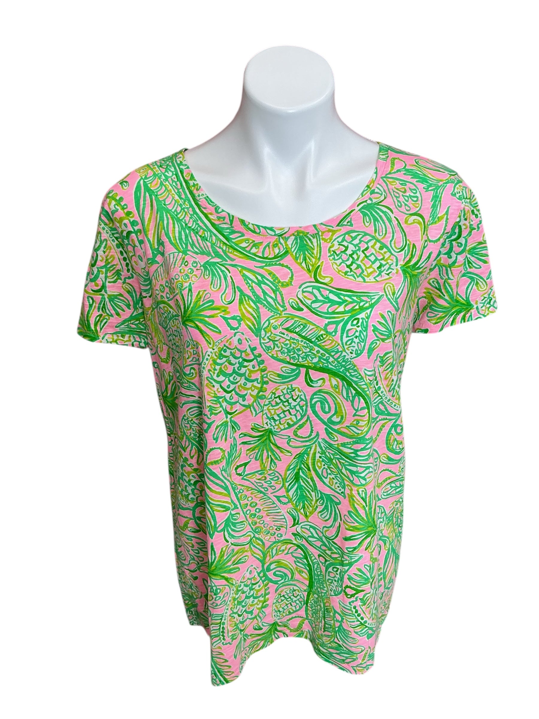 Lilly Pulitzer Etta Scoop Neck Top Mandevilla Baby Fins And Slippers - Size XXL