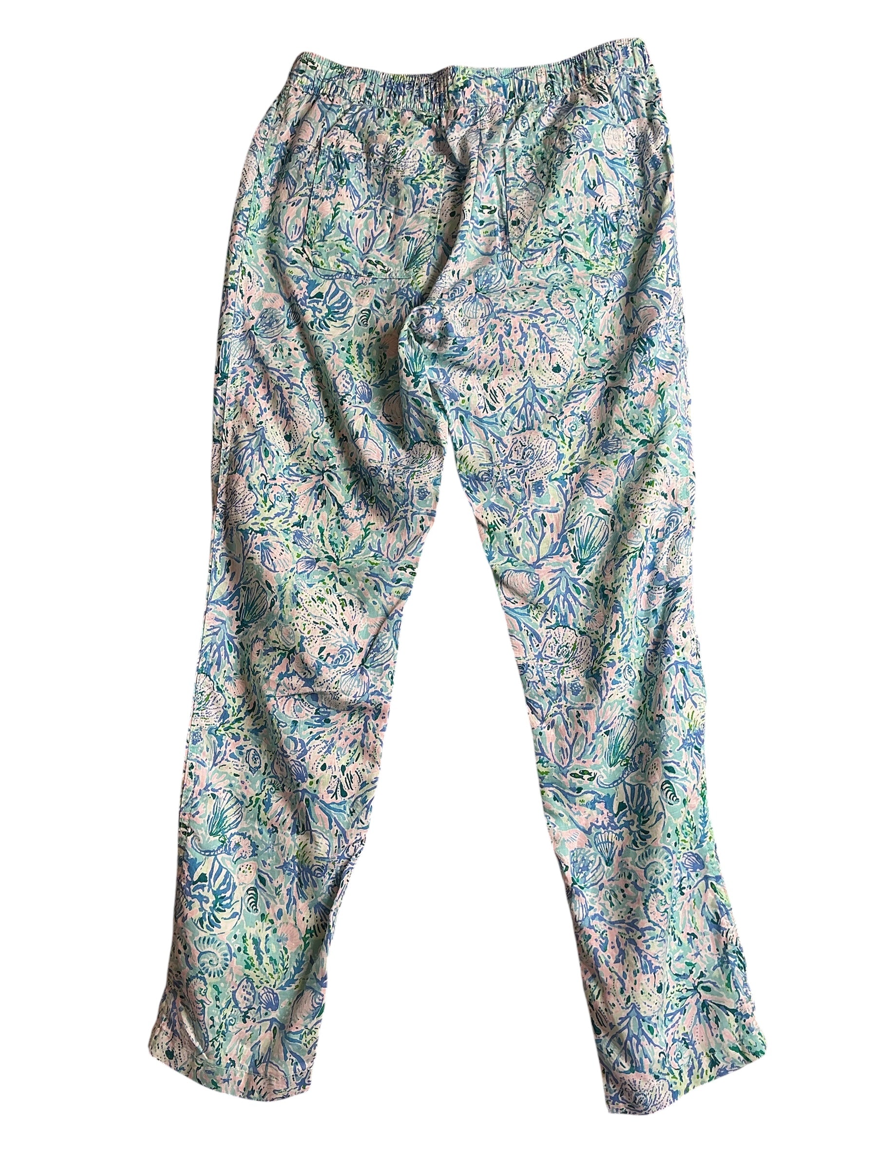 Lilly Pulitzer Taron Mid-Rise Linen Pant - Surf Blue Soleil It On Me - Size M