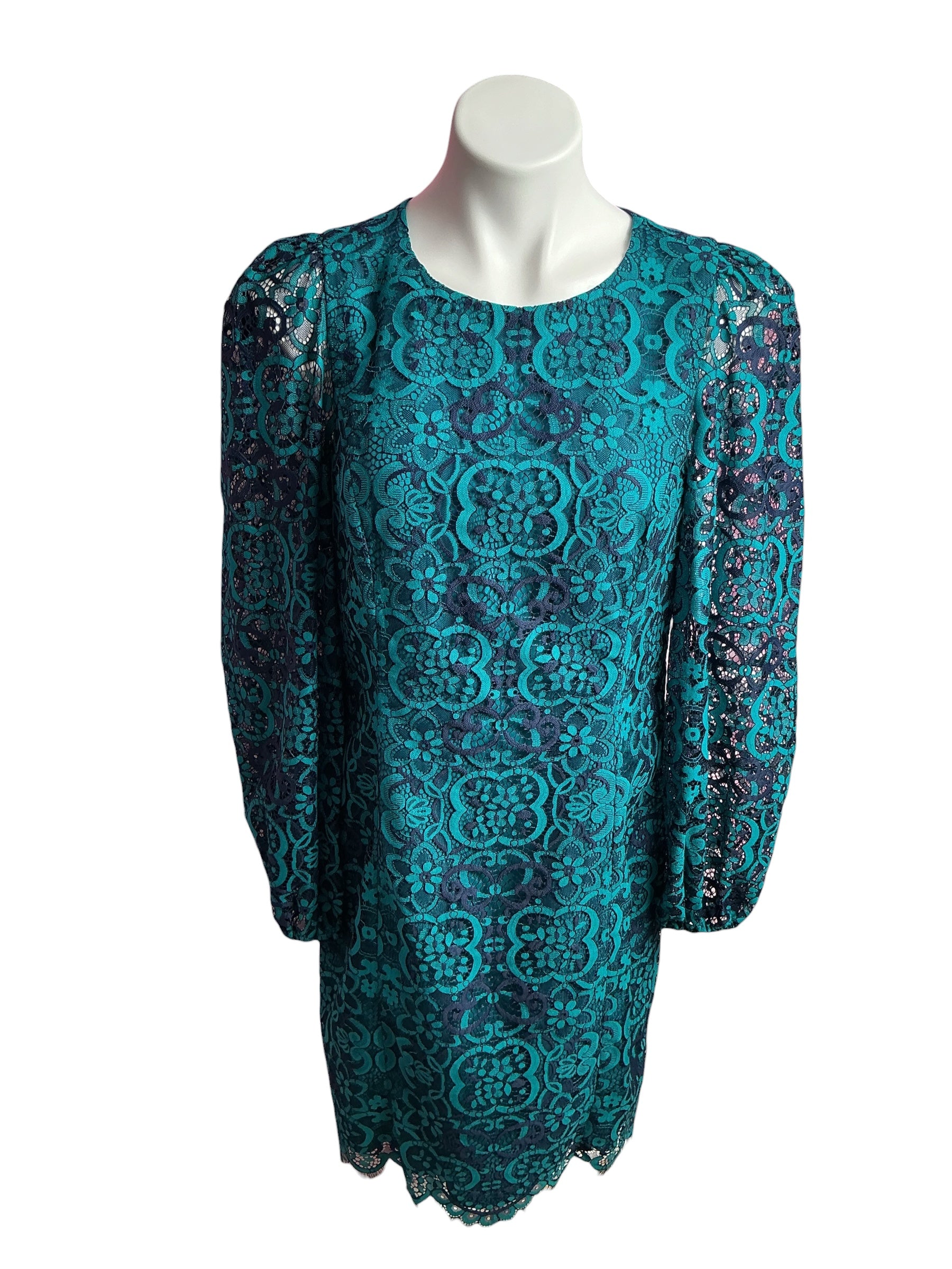 Lilly Pulitzer- Georgi Lace Dress Valencia Teal Two Tone Carnival Lace Size 10