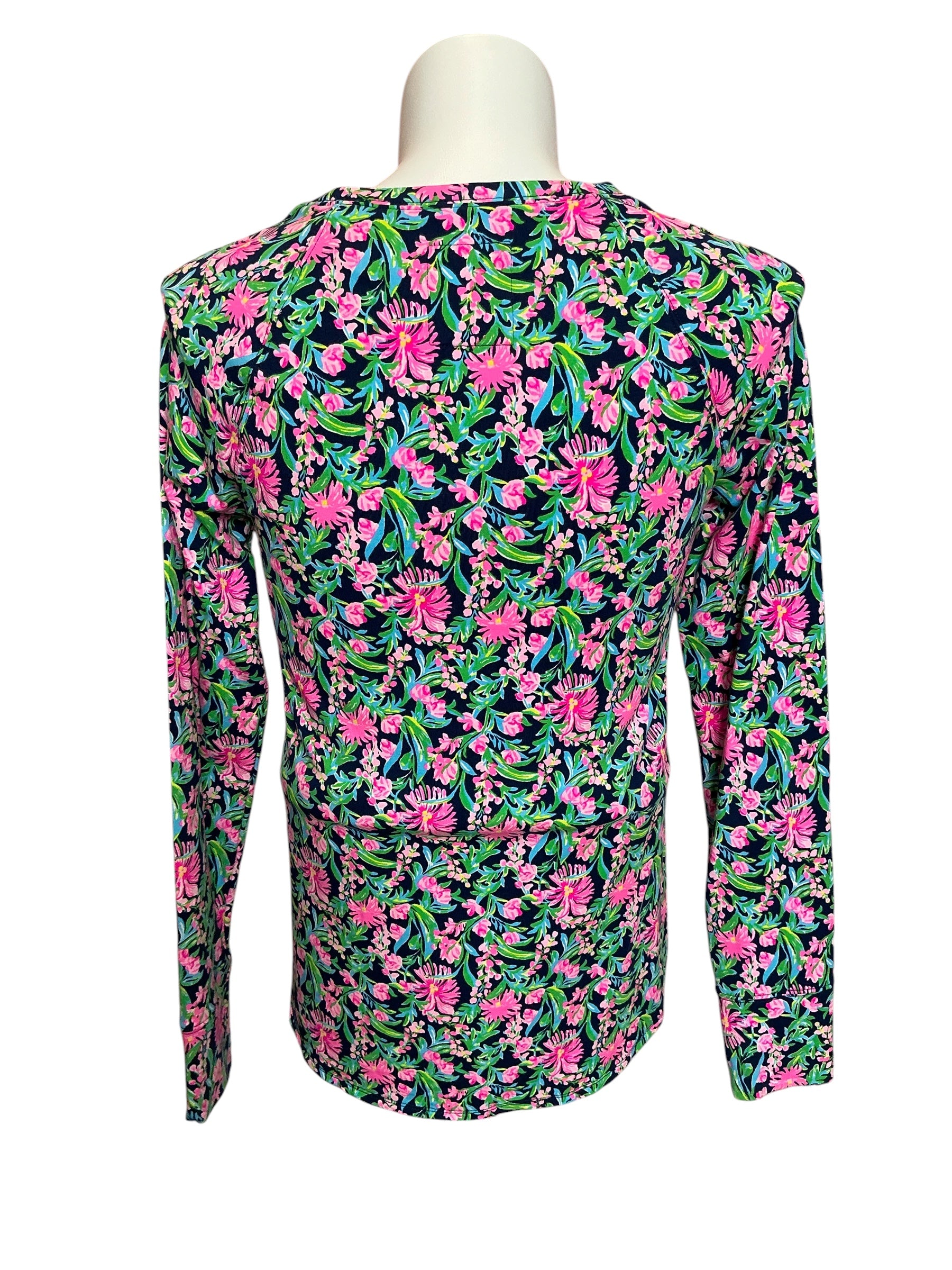 Lilly Pulitzer Luxletic Blythe Pullover Low Tide Navy Garden Variety - Size M
