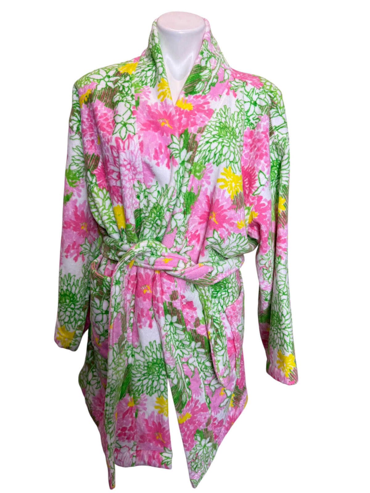Lilly Pulitzer Terry Luxe Robe Resort White Mum Patch - One Size