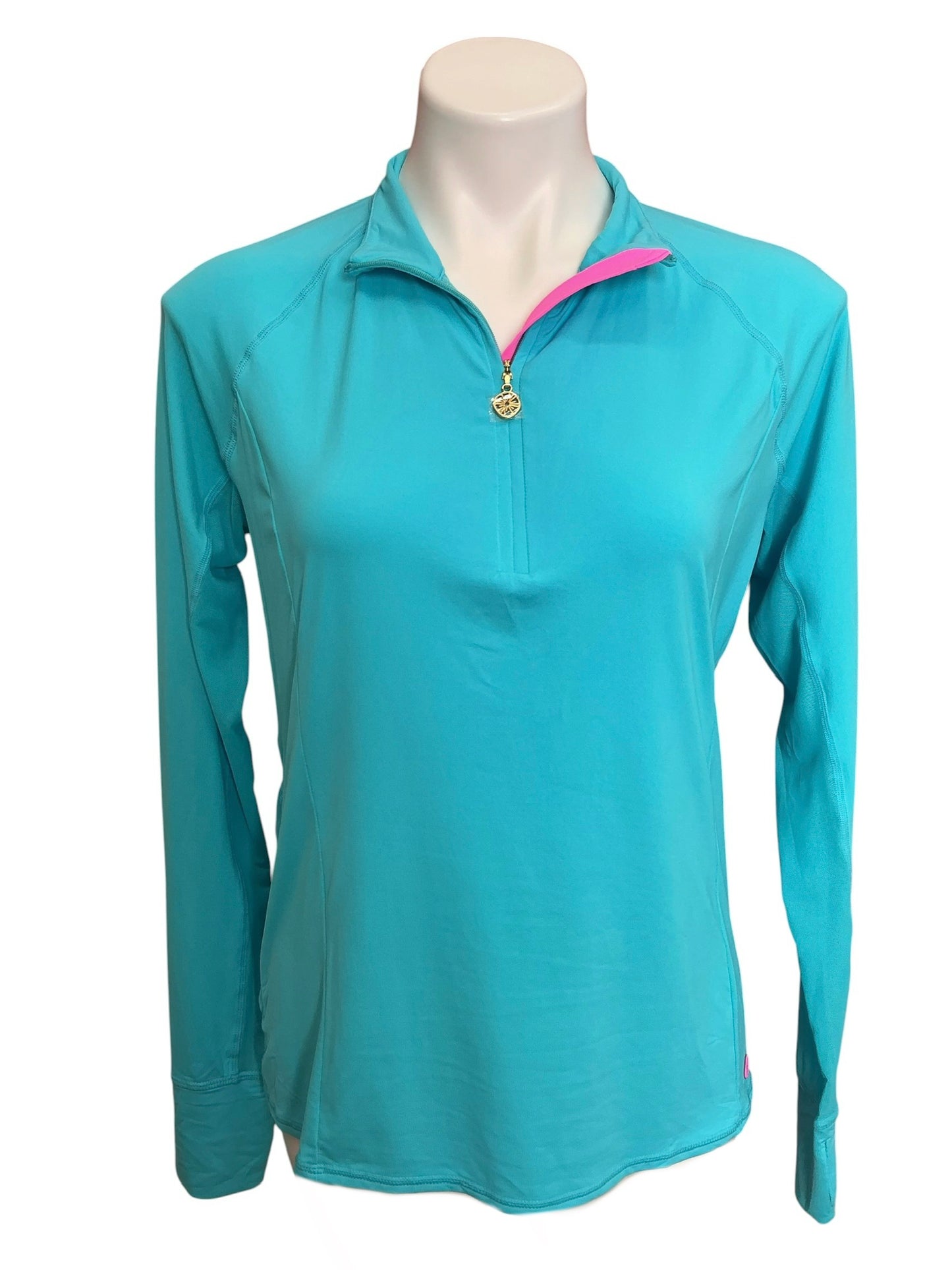 Lilly Pulitzer NWT Marion Mesh Panel Half Zip Top Bermuda Blue - Size M