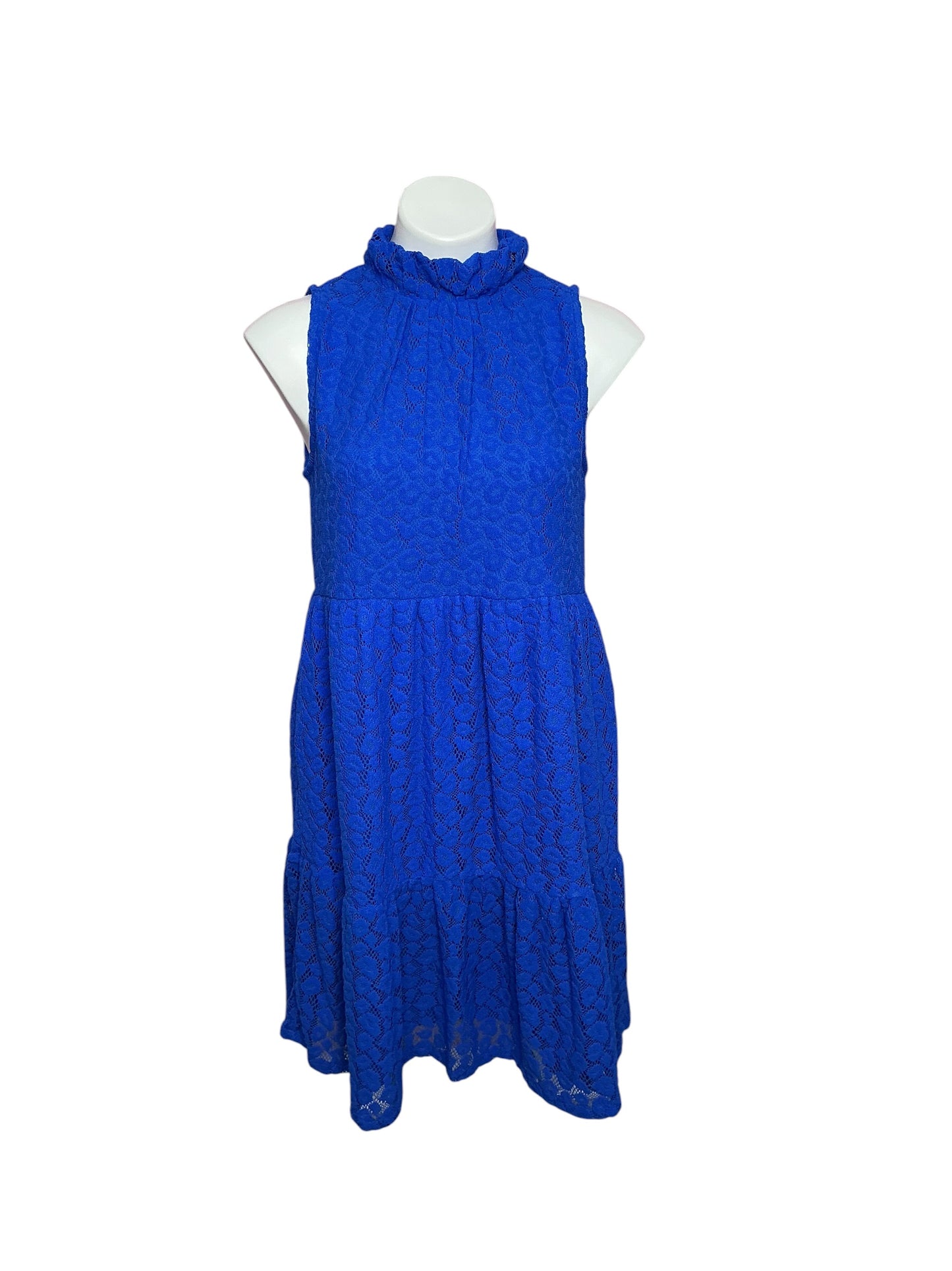 Lilly Pulitzer Cornelia Swing Dress Blue Grotto Leopard Knit Lace - Size S