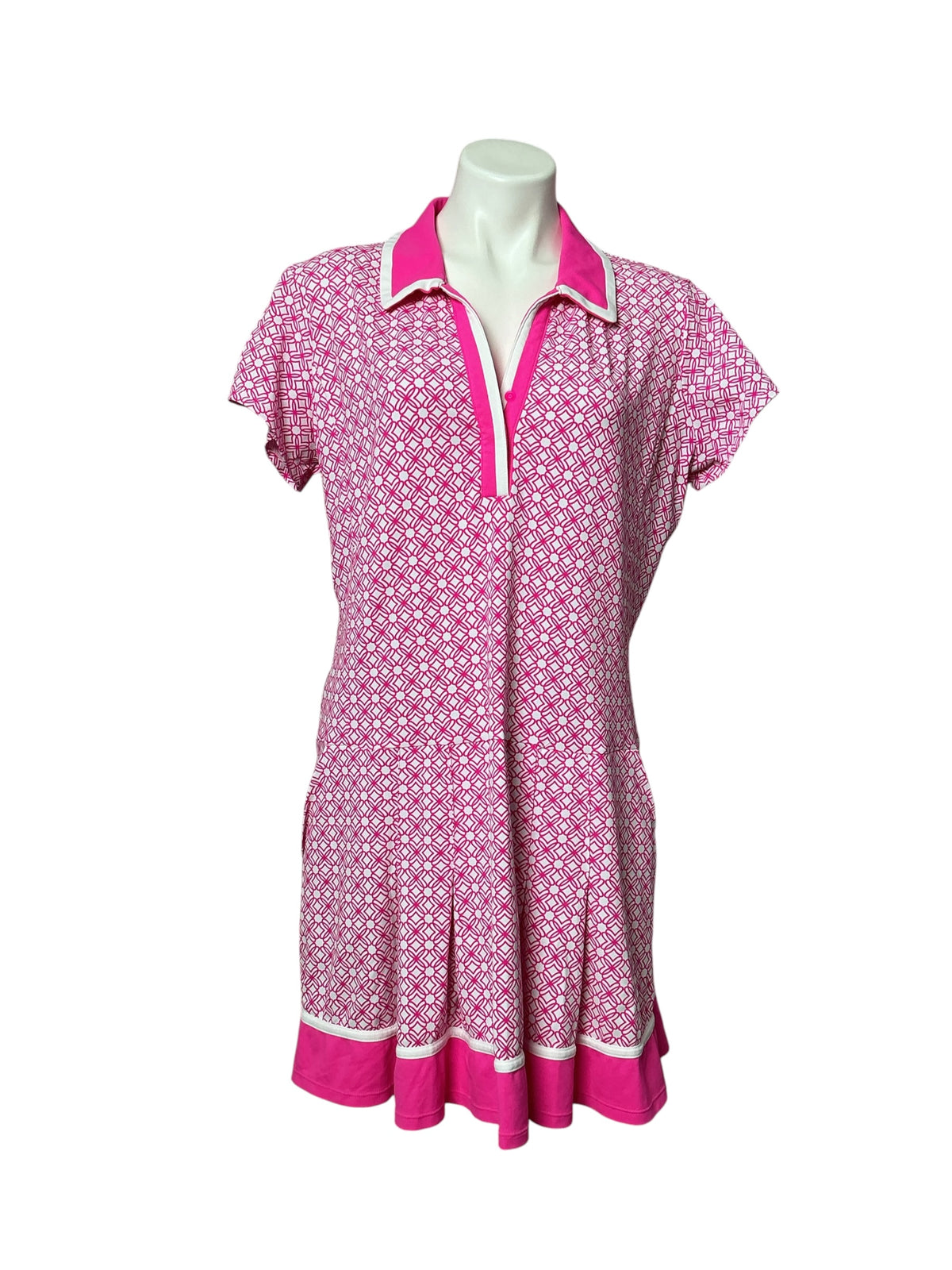 Lilly Pulitzer Luxletic Jessamy Dress Passion Fruit Pink x Resort White - Size XL