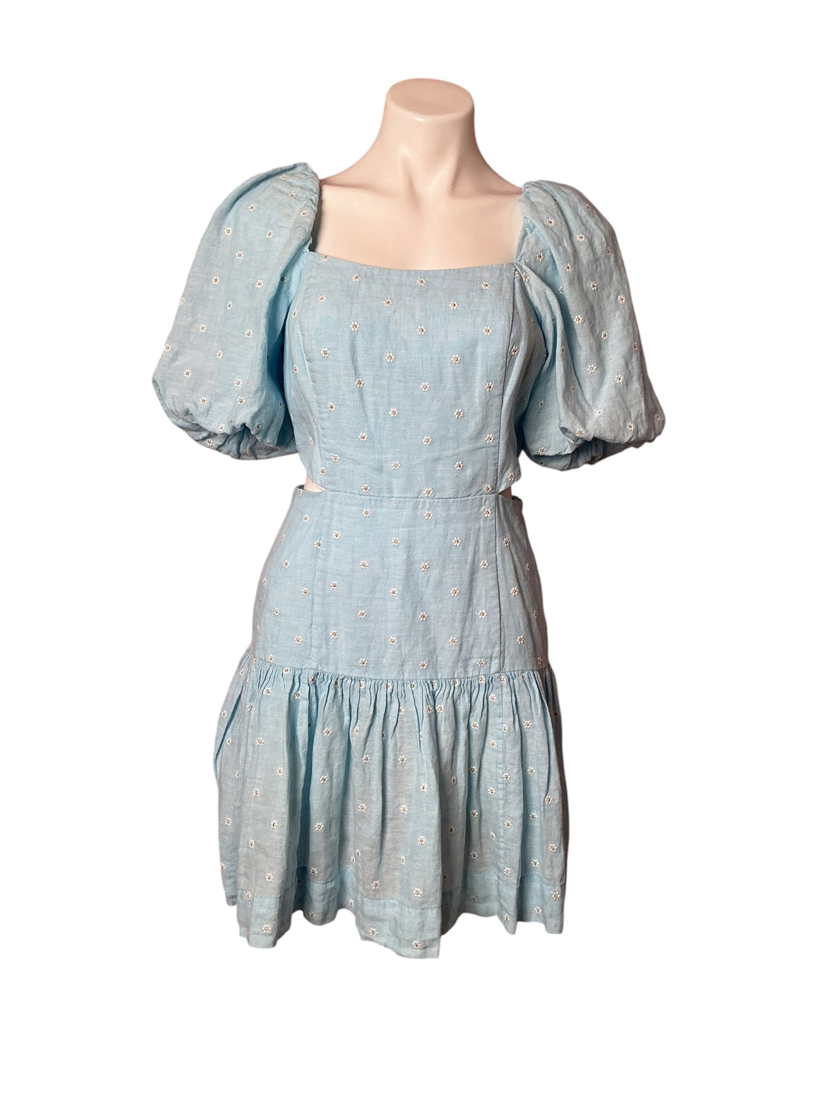 Lilly Pulitzer Kylanne Elbow Sleeve Linen Dress Amalfi Blue Sunny State Of Mind - Size 4