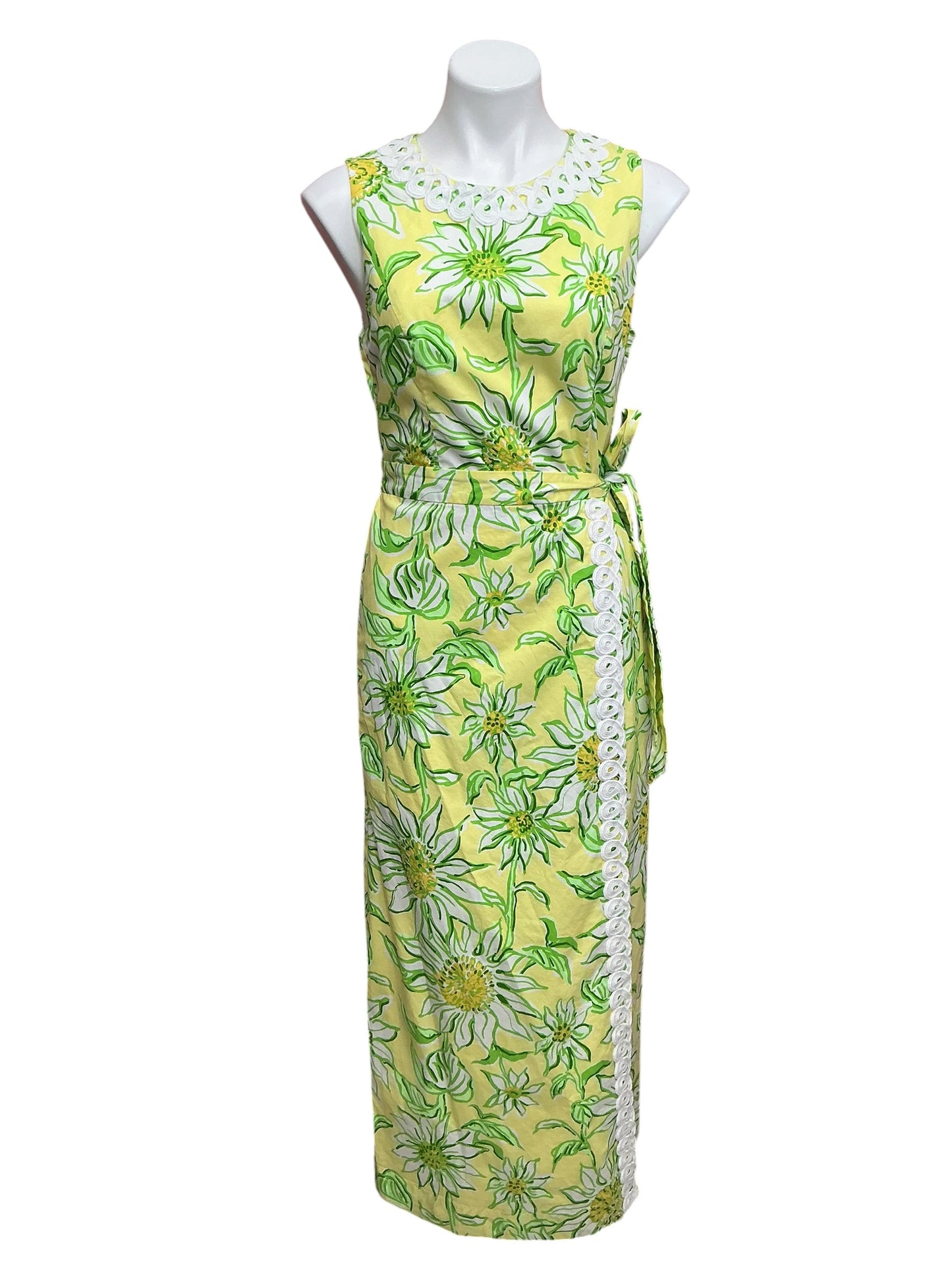 Lilly Pulitzer Fresia Stretch Maxi Shift Dress Limoncello Sunbelievable - Size 6