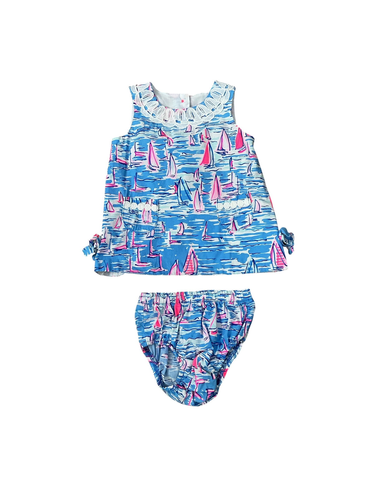 Lilly Pulitzer Baby Shift Dress Zanzibar Blue Boatylicious - Size 6-12 Months