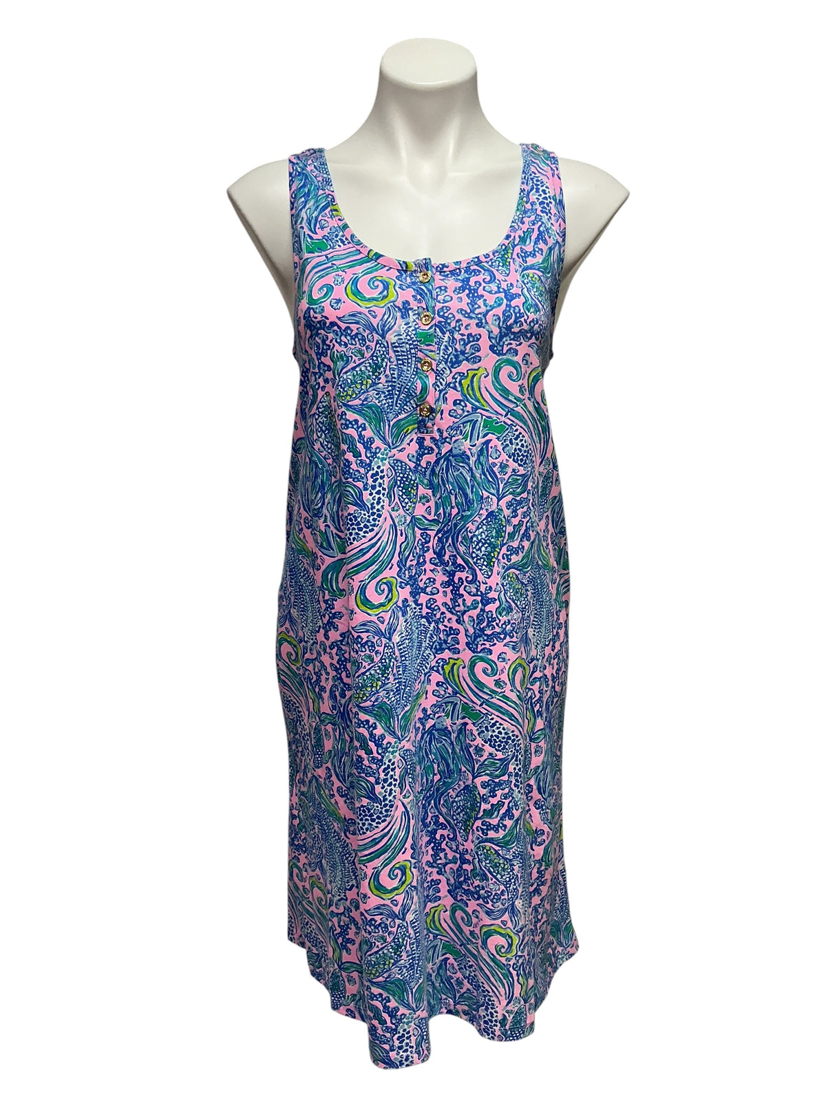 Lilly Pulitzer NWT Lela Henley Tank Dress Lilac Rose We Mermaid it - Size M