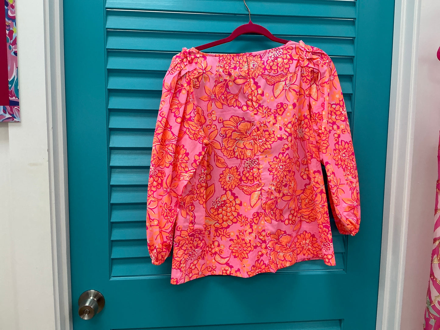 Lilly Pulitzer NWT Barbara 3/4 Sleeve Cotton Top Mandevilla Baby Days Bloom - Size M