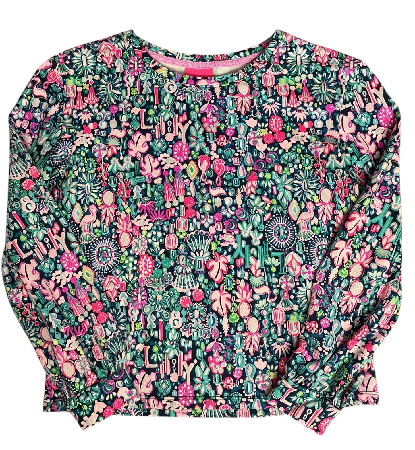 Lilly Pulitzer Girls Mini Kamala Sweatshirt Low Tide Navy Jewely - Size XL(12-14)