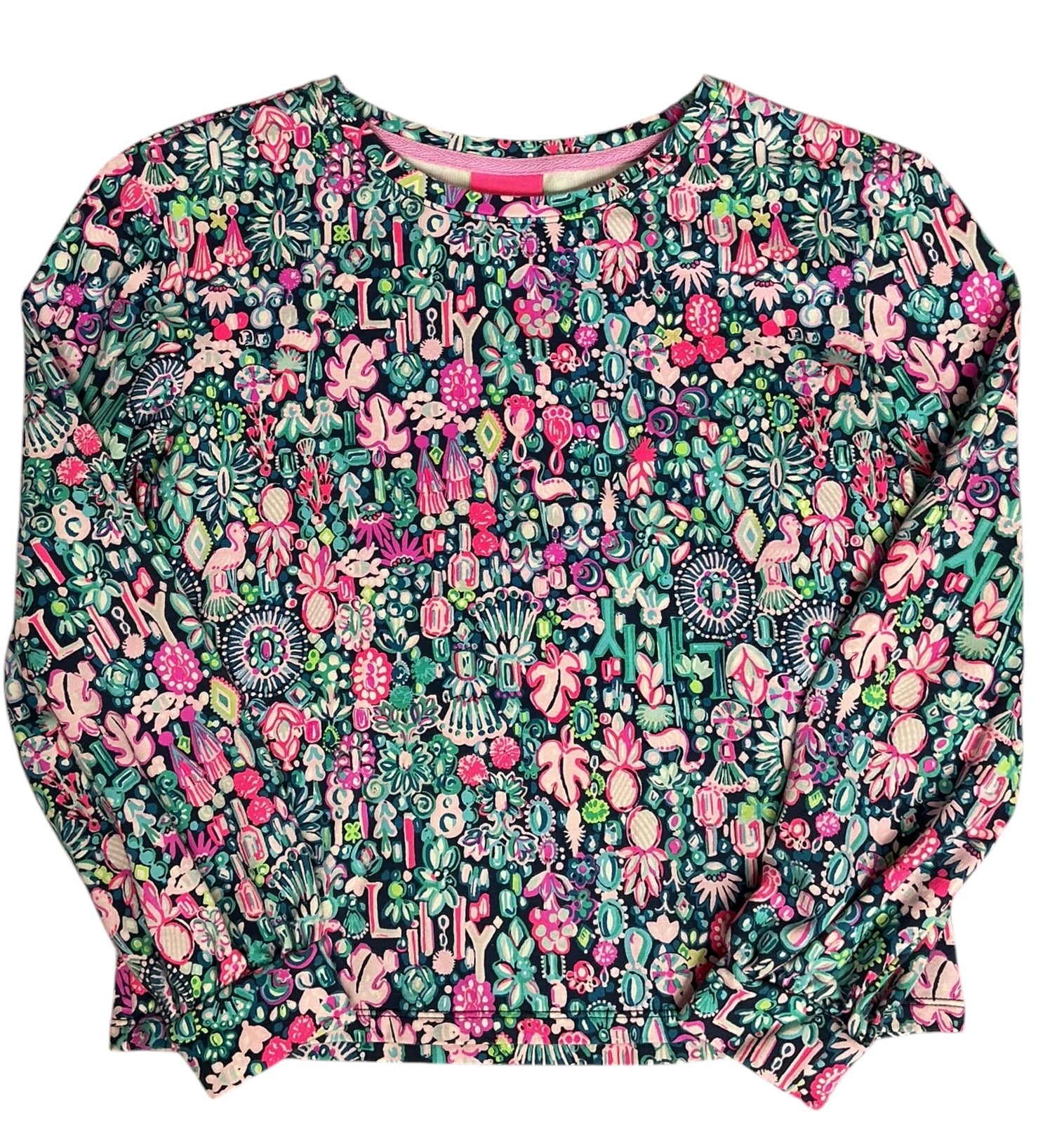 Lilly Pulitzer Girls Mini Kamala Sweatshirt Low Tide Navy Jewely - Size XL(12-14)