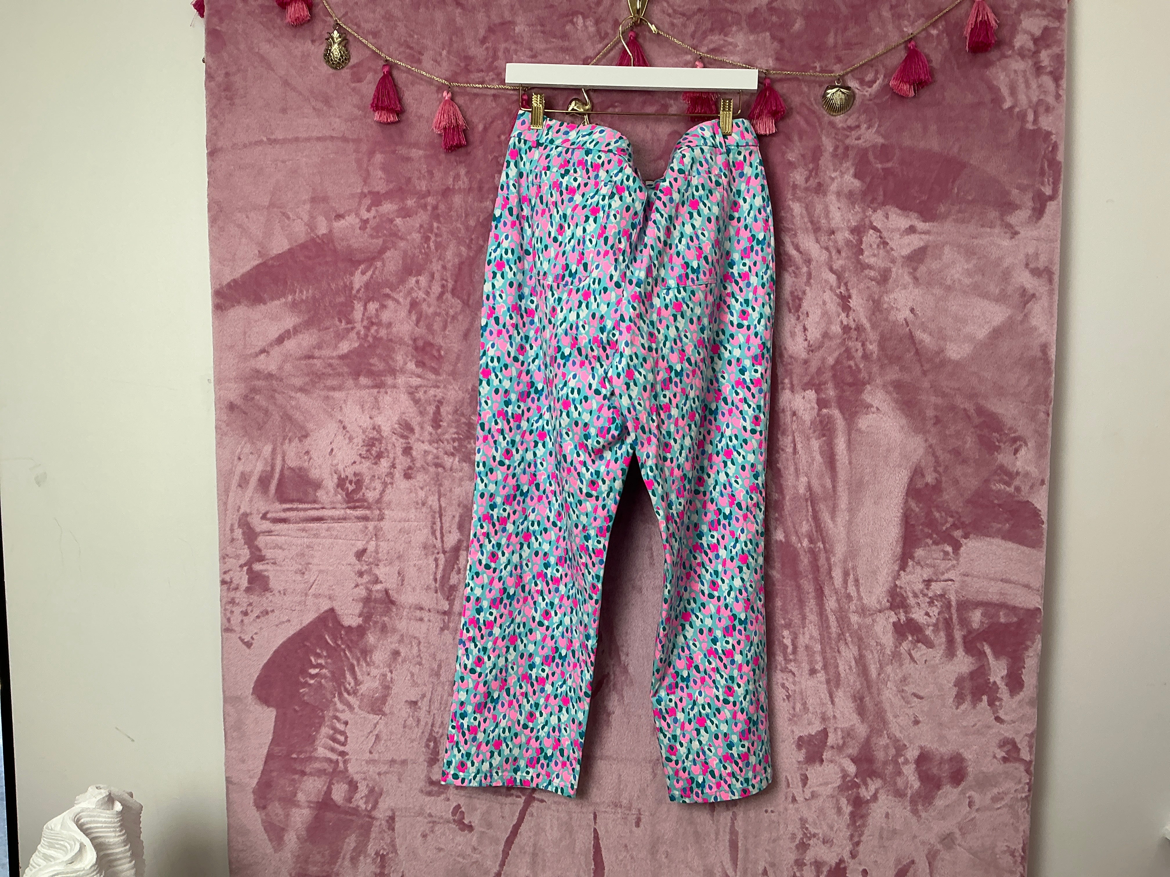 Lilly Pulitzer NWT Divia Stretch Pant Multi Hottie Dottie - Size 14